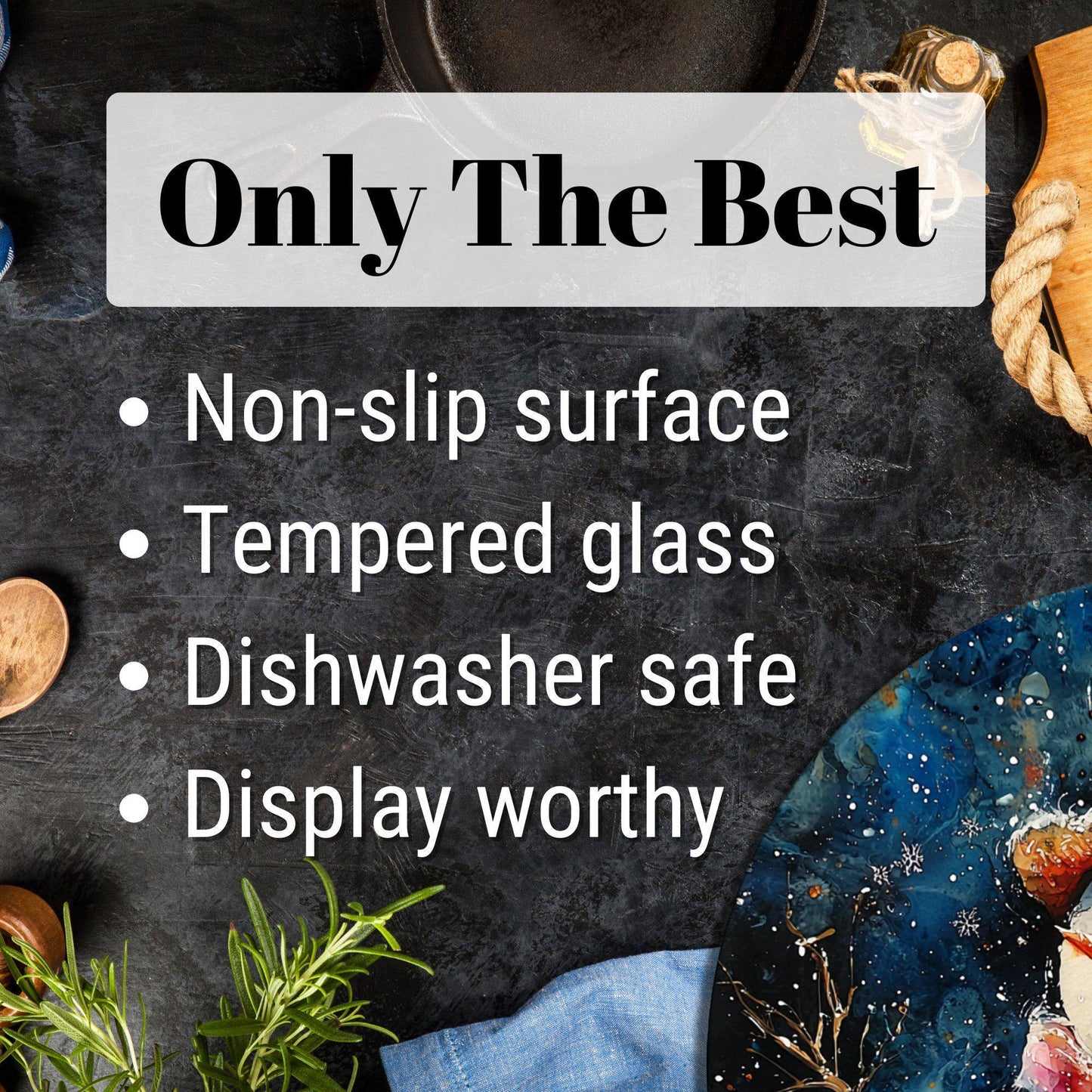 Snowman Glass Cutting Board 8-inch Round Trivet Charcuterie Board Gift for Her Mom Kitchen Decor