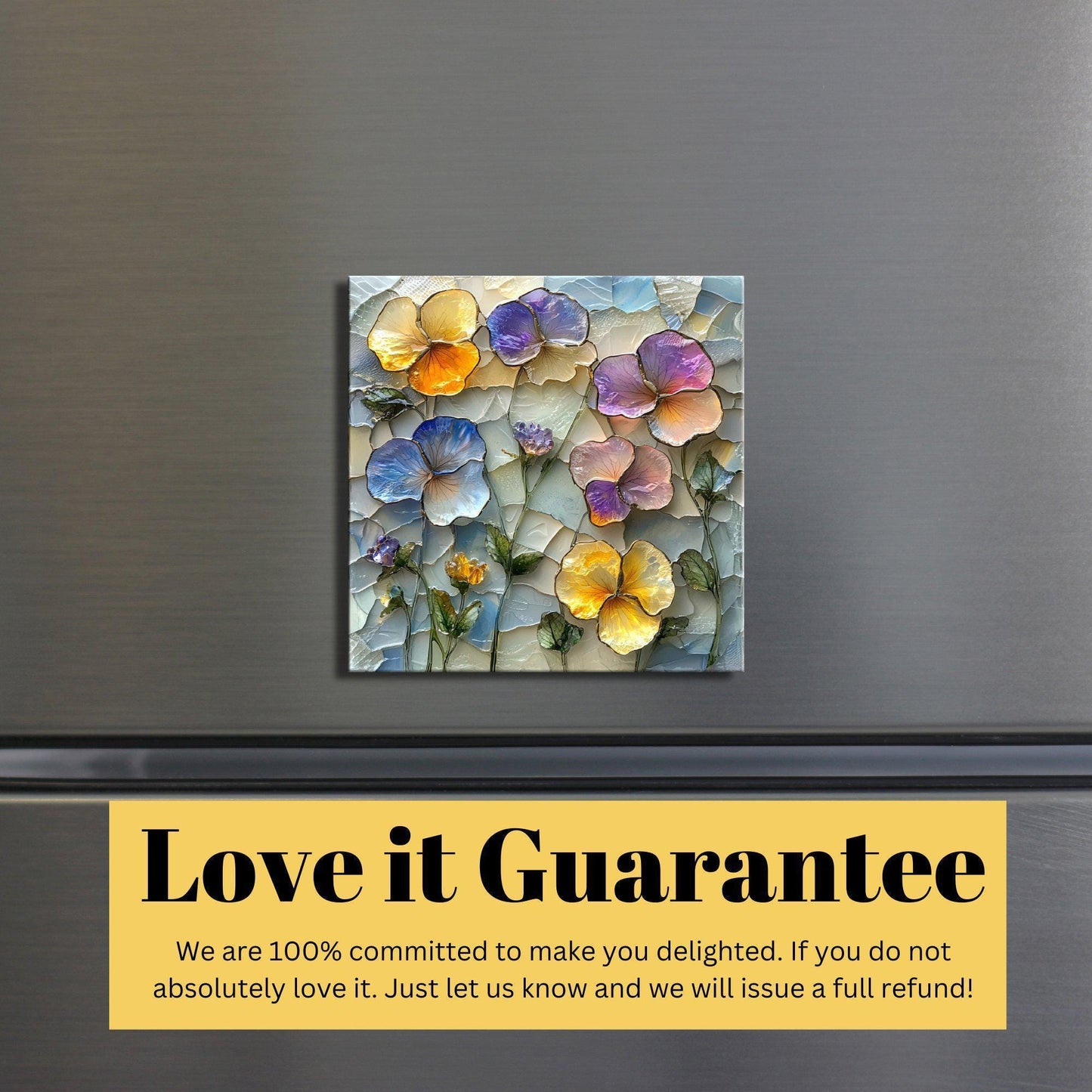 Pressed Flowers in Resin Look Fridge Magnet 2-inch Strong Refrigerator Magnet Kitchen Decor Dopamine Ceramic Tile Art Gift for Her