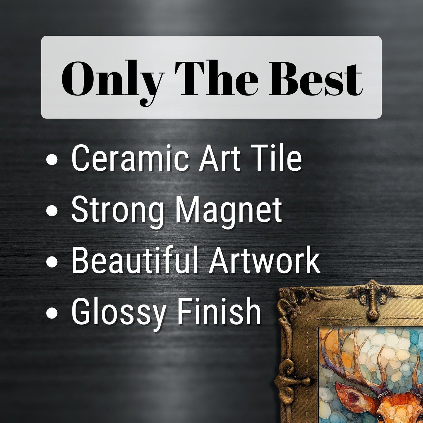 Tonal Elk Gold Framed Refrigerator Magnet, Mini Art, Grand Millennial Style, Artful Kitchen Decor, Gift for Her fridgescaping