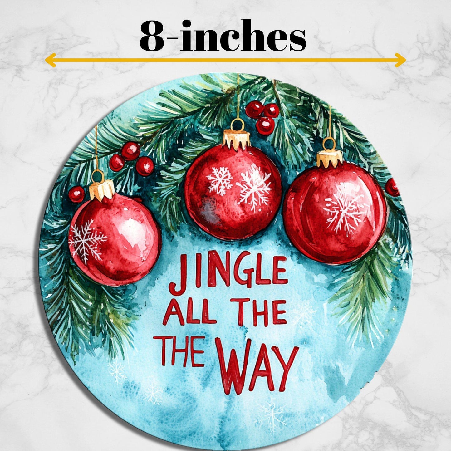 Jingle All the Way Glass Cutting Board 8-inch Round Trivet Charcuterie Board Gift for Her Mom Kitchen Decor