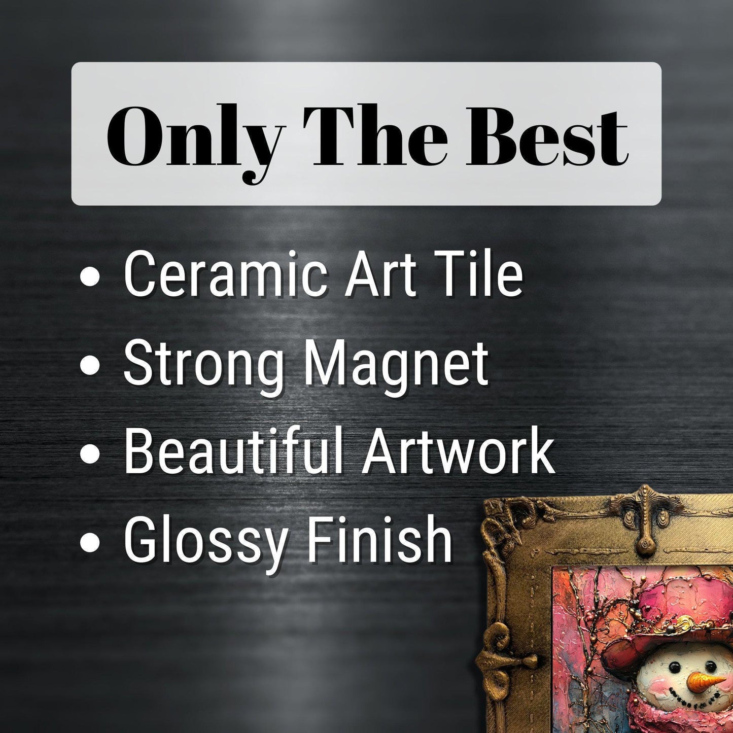 Pink Snowman Gold Framed Refrigerator Magnet, Mini Art, Grand Millennial Style, Artful Kitchen Decor, Gift for Her fridgescaping