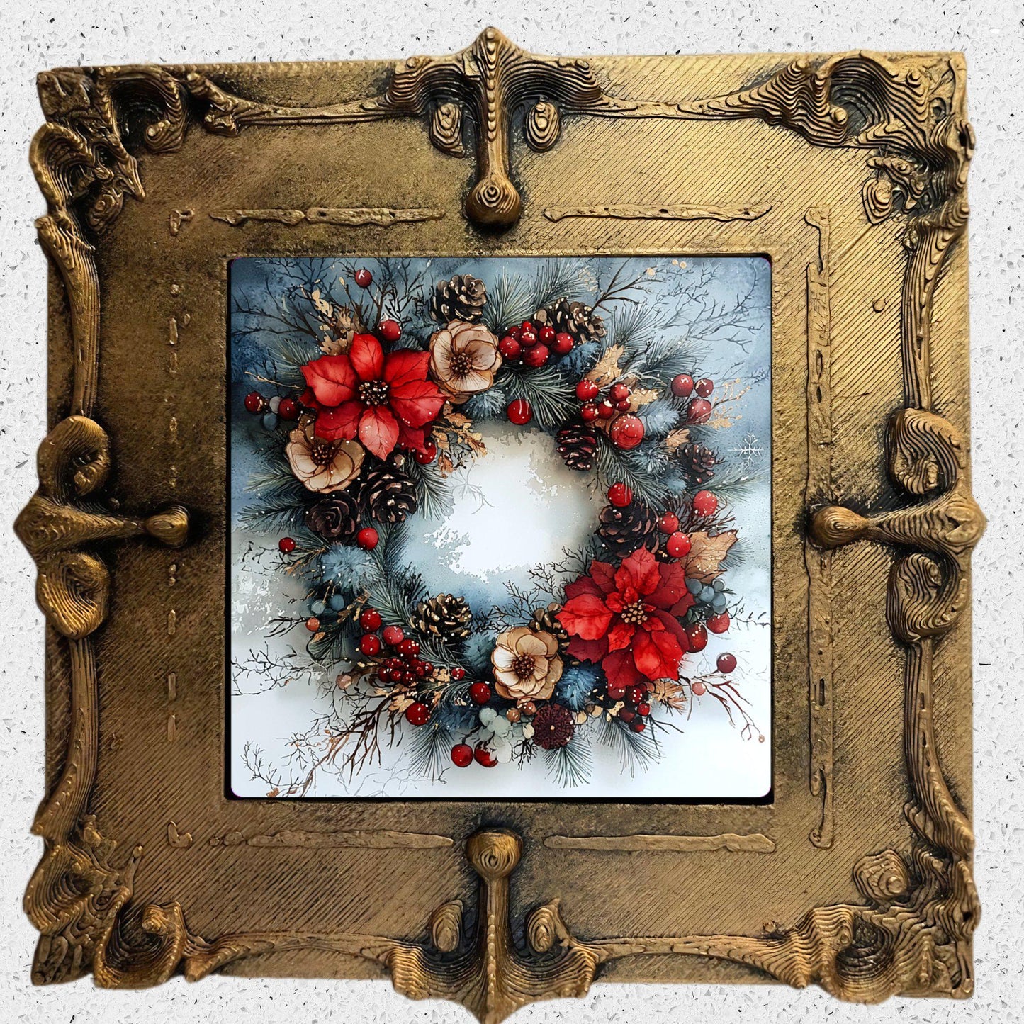Boho Chic Christmas Tiny Art Fridge Magnet Gold Framed Fridgescaping Art Picture Gallery Tiny Art Gift for Her Wife Mom