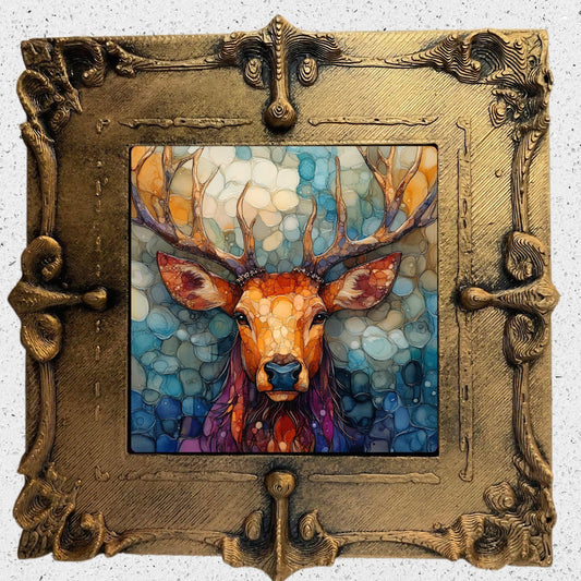 Tonal Elk Gold Framed Refrigerator Magnet, Mini Art, Grand Millennial Style, Artful Kitchen Decor, Gift for Her fridgescaping