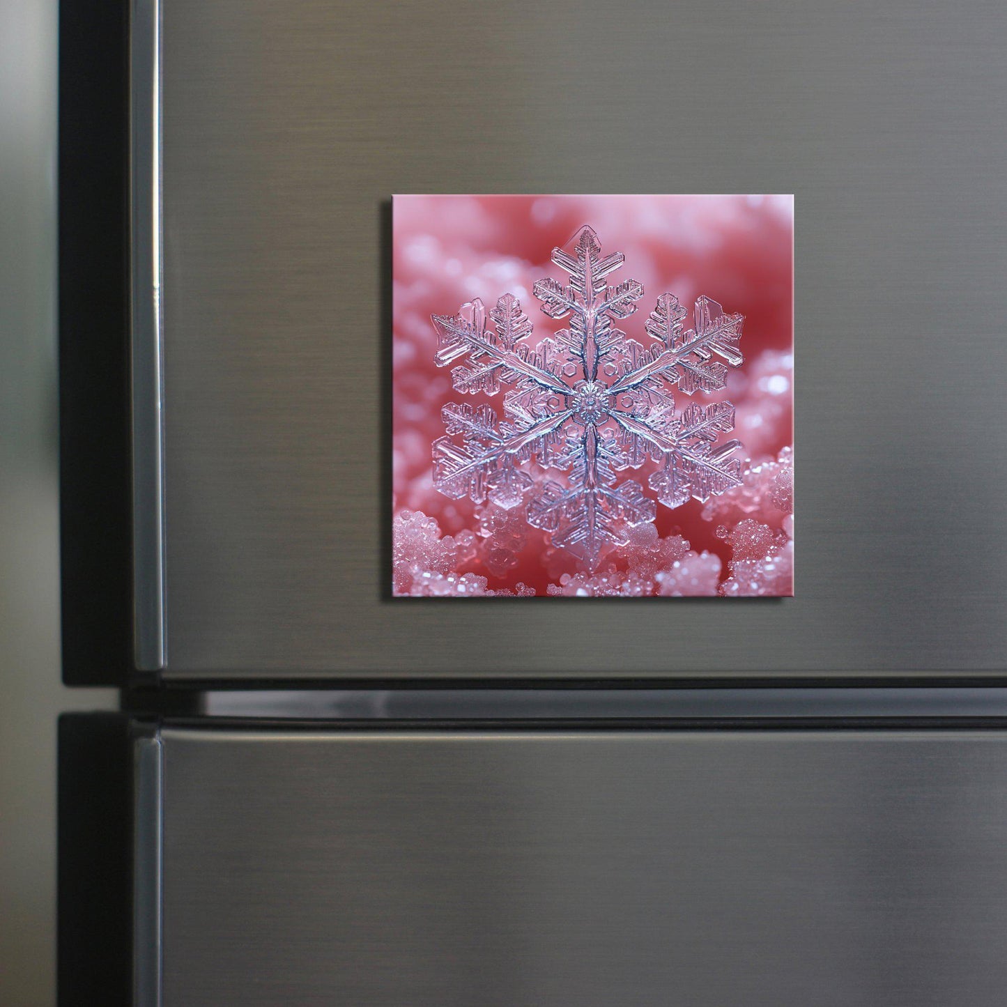 Pink Snowflake Fridge Magnet 2-inch Strong Refrigerator Magnet Kitchen Decor Dopamine Ceramic Tile Art Gift for Her fridgescaping