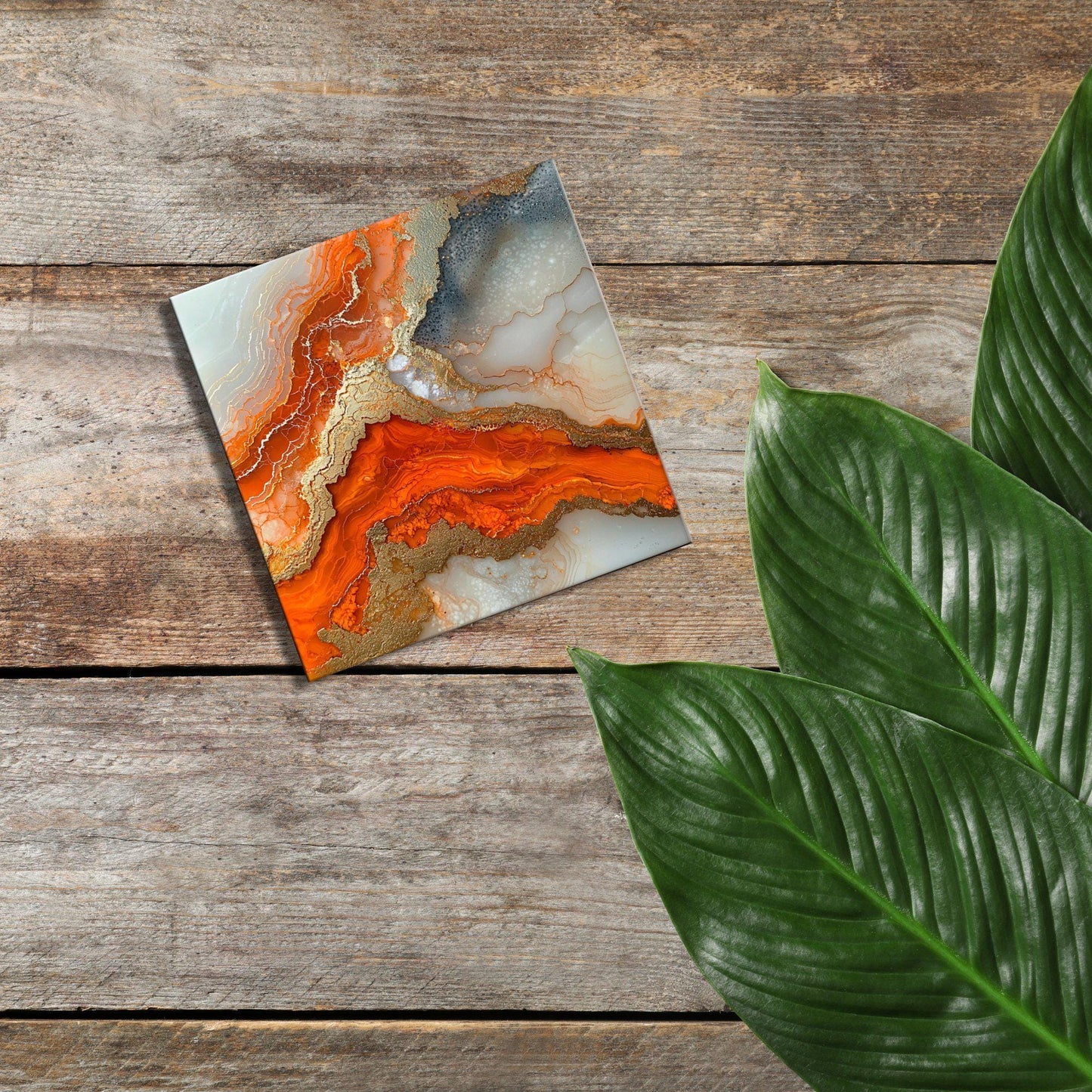Burnt orange and cream Fridge Magnet 2-inch Strong Refrigerator Magnet Kitchen Decor Dopamine Ceramic Tile Art Gift for Her fridgescaping