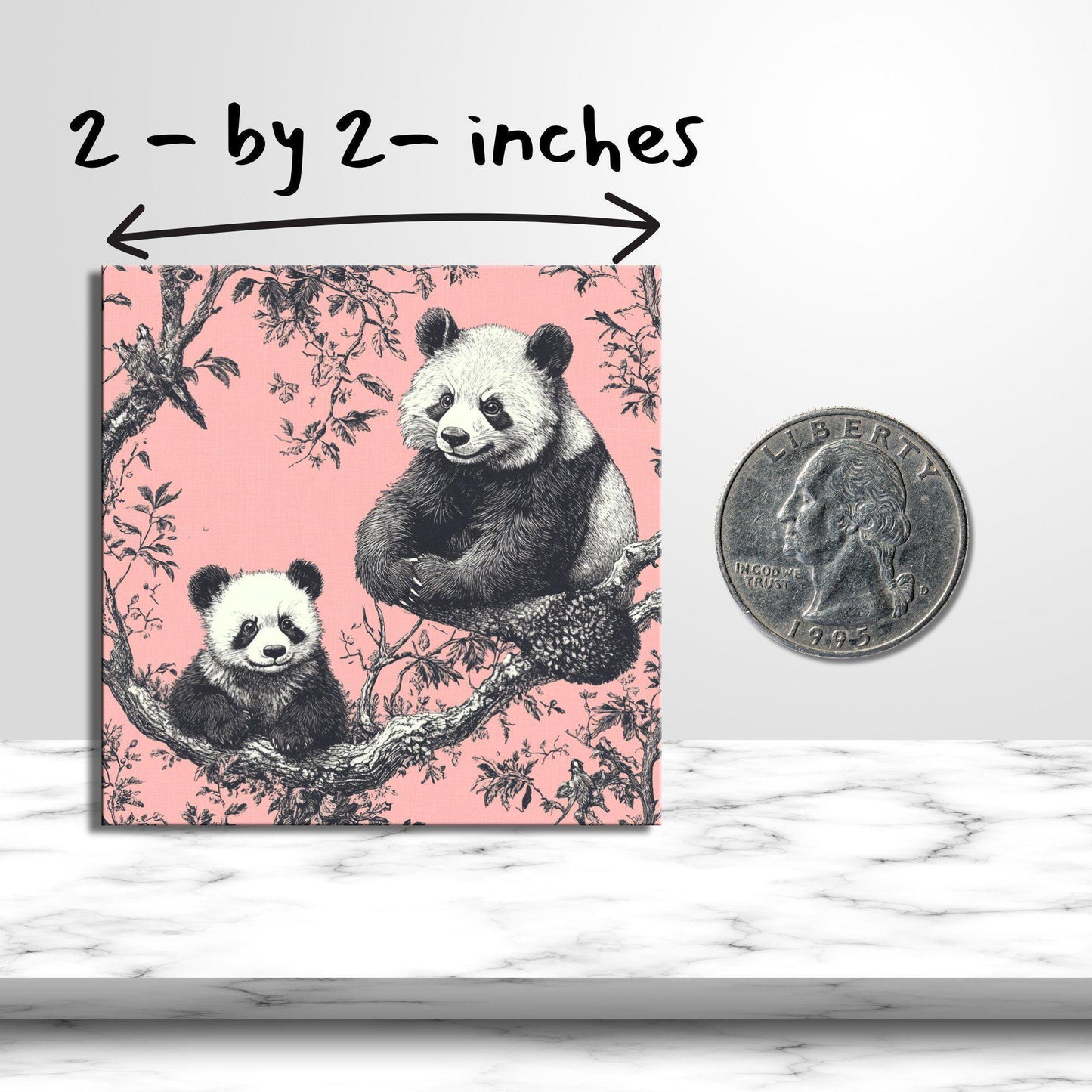 Pink Toile Pandas Fridge Magnet 2-inch Strong Refrigerator Magnet Kitchen Decor Dopamine Ceramic Tile Art Gift for Her fridgescaping