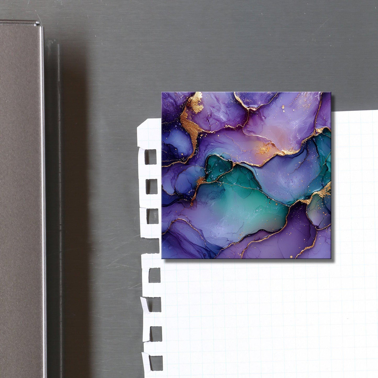 Plum purple and mint green Fridge Magnet 2-inch Strong Refrigerator Magnet Kitchen Decor Dopamine Ceramic Tile Art Gift for Her