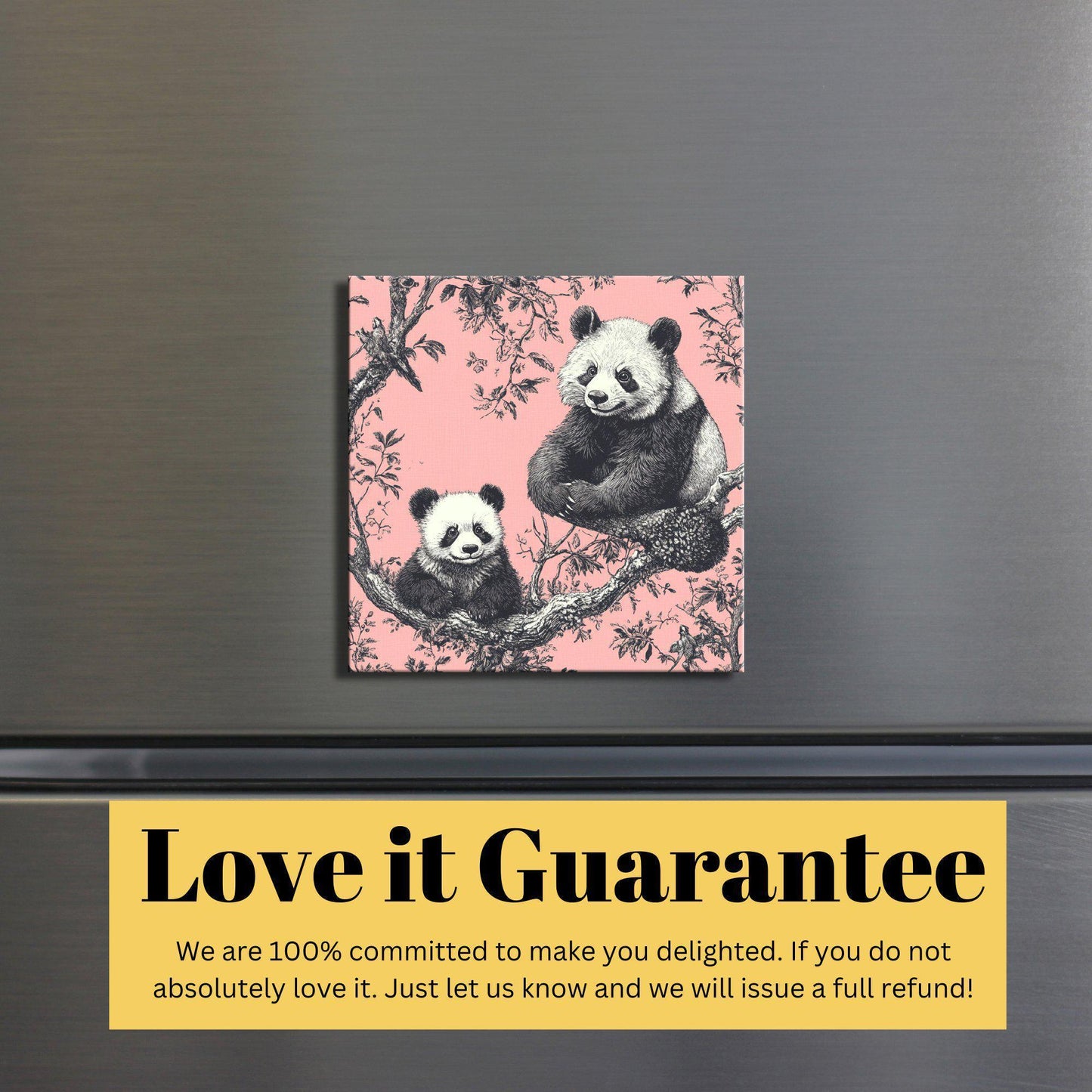 Pink Toile Pandas Fridge Magnet 2-inch Strong Refrigerator Magnet Kitchen Decor Dopamine Ceramic Tile Art Gift for Her fridgescaping