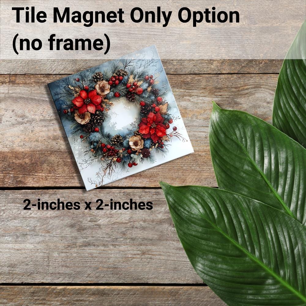 Boho Chic Christmas Tiny Art Fridge Magnet Gold Framed Fridgescaping Art Picture Gallery Tiny Art Gift for Her Wife Mom