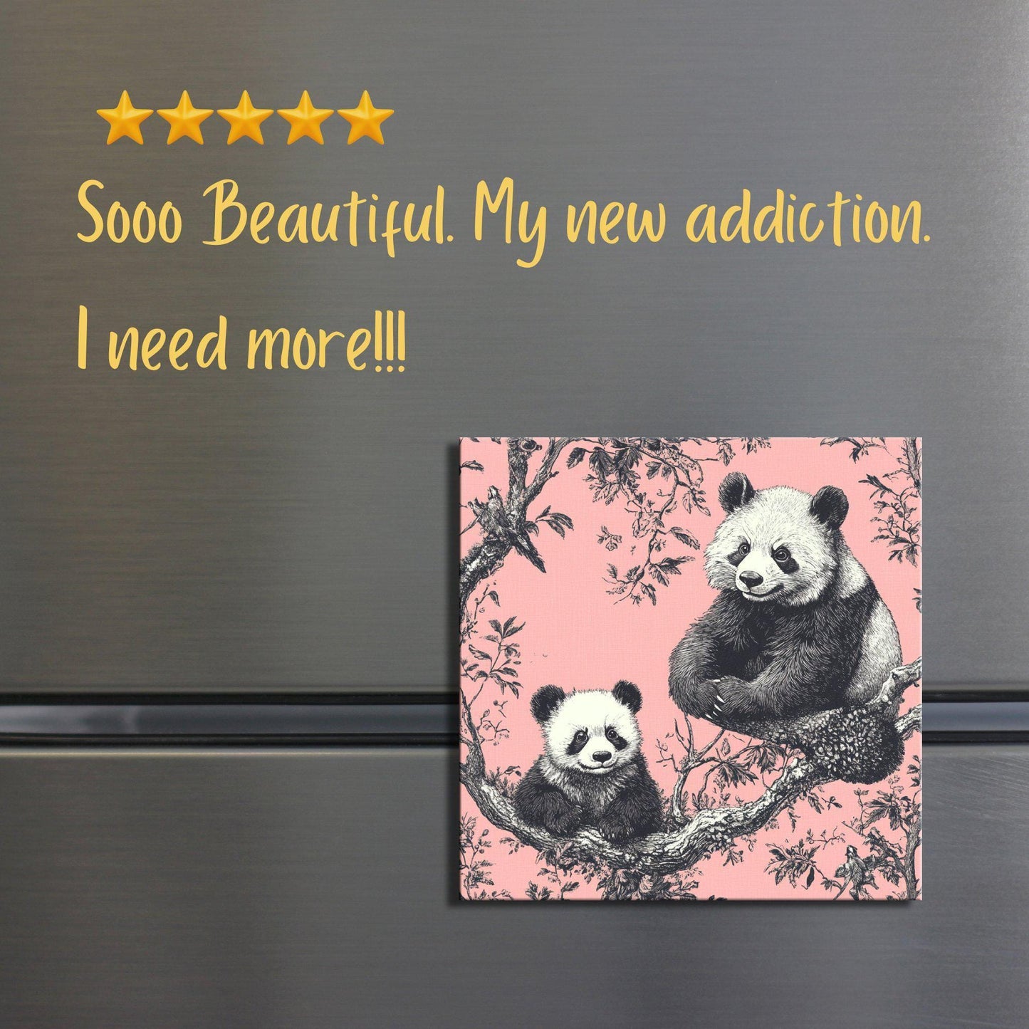 Pink Toile Pandas Fridge Magnet 2-inch Strong Refrigerator Magnet Kitchen Decor Dopamine Ceramic Tile Art Gift for Her fridgescaping