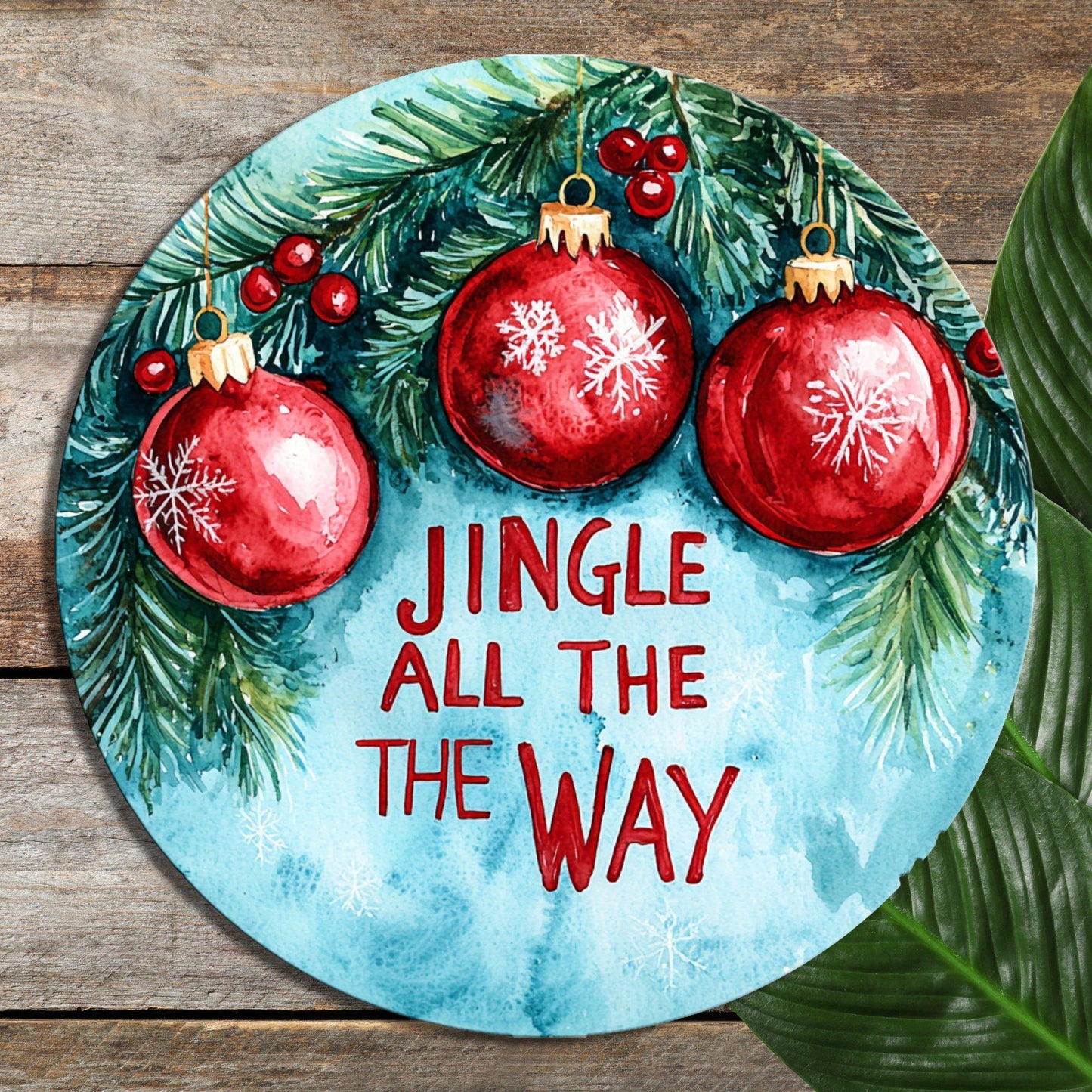 Jingle All the Way Glass Cutting Board 8-inch Round Trivet Charcuterie Board Gift for Her Mom Kitchen Decor