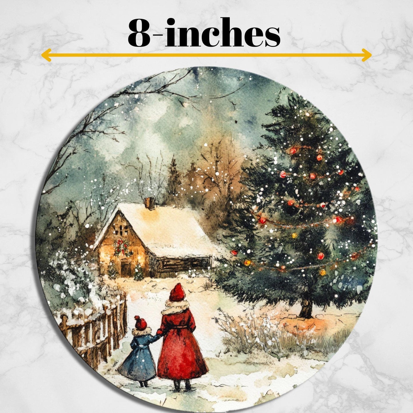 Grandpa Christmas Country Glass Cutting Board 8-inch Round Trivet Charcuterie Board Gift for Her Mom Kitchen Decor