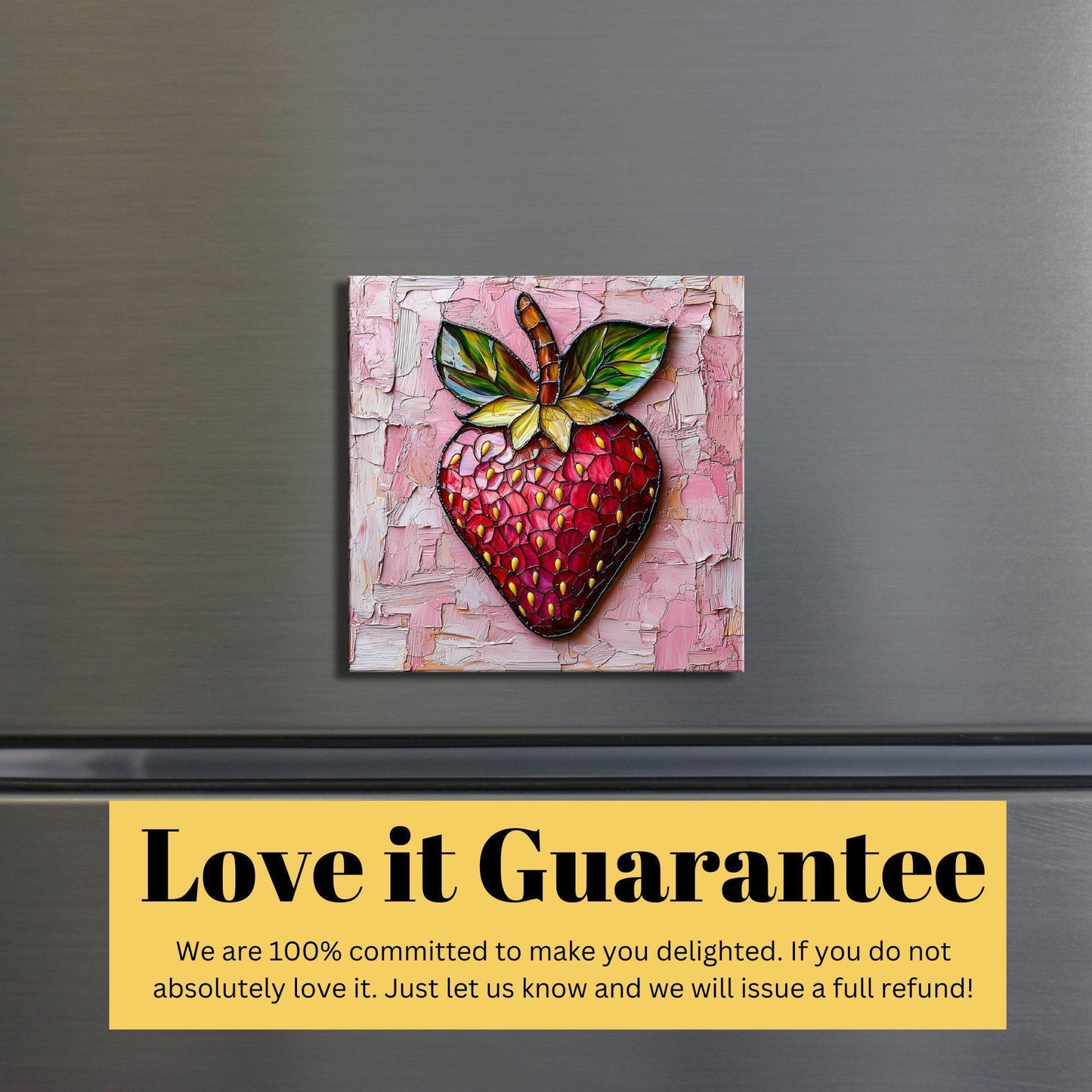 Pink Strawberry Fridge Magnet 2-inch Strong Refrigerator Magnet Kitchen Decor Dopamine Ceramic Tile Art Gift for Her fridgescaping