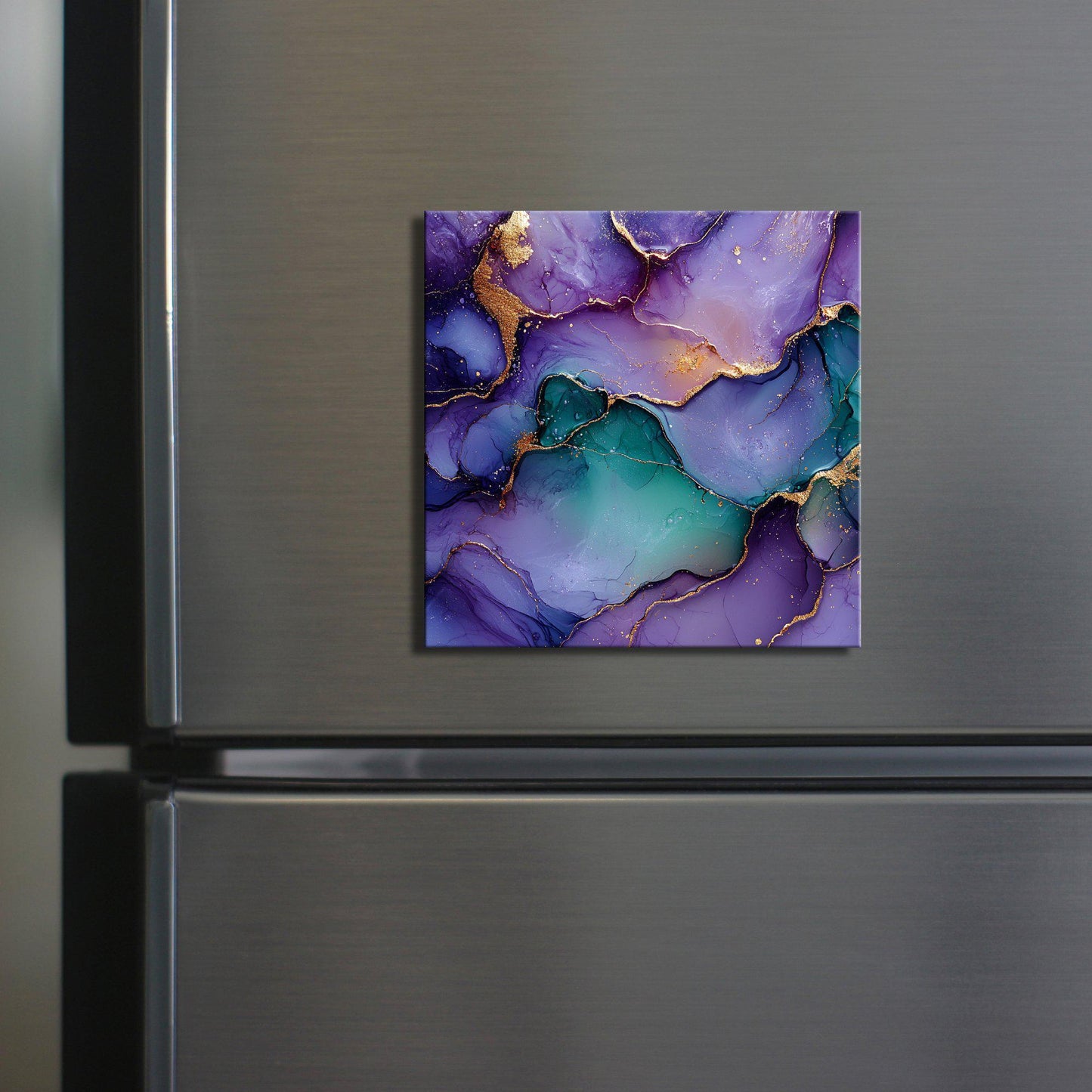 Plum purple and mint green Fridge Magnet 2-inch Strong Refrigerator Magnet Kitchen Decor Dopamine Ceramic Tile Art Gift for Her