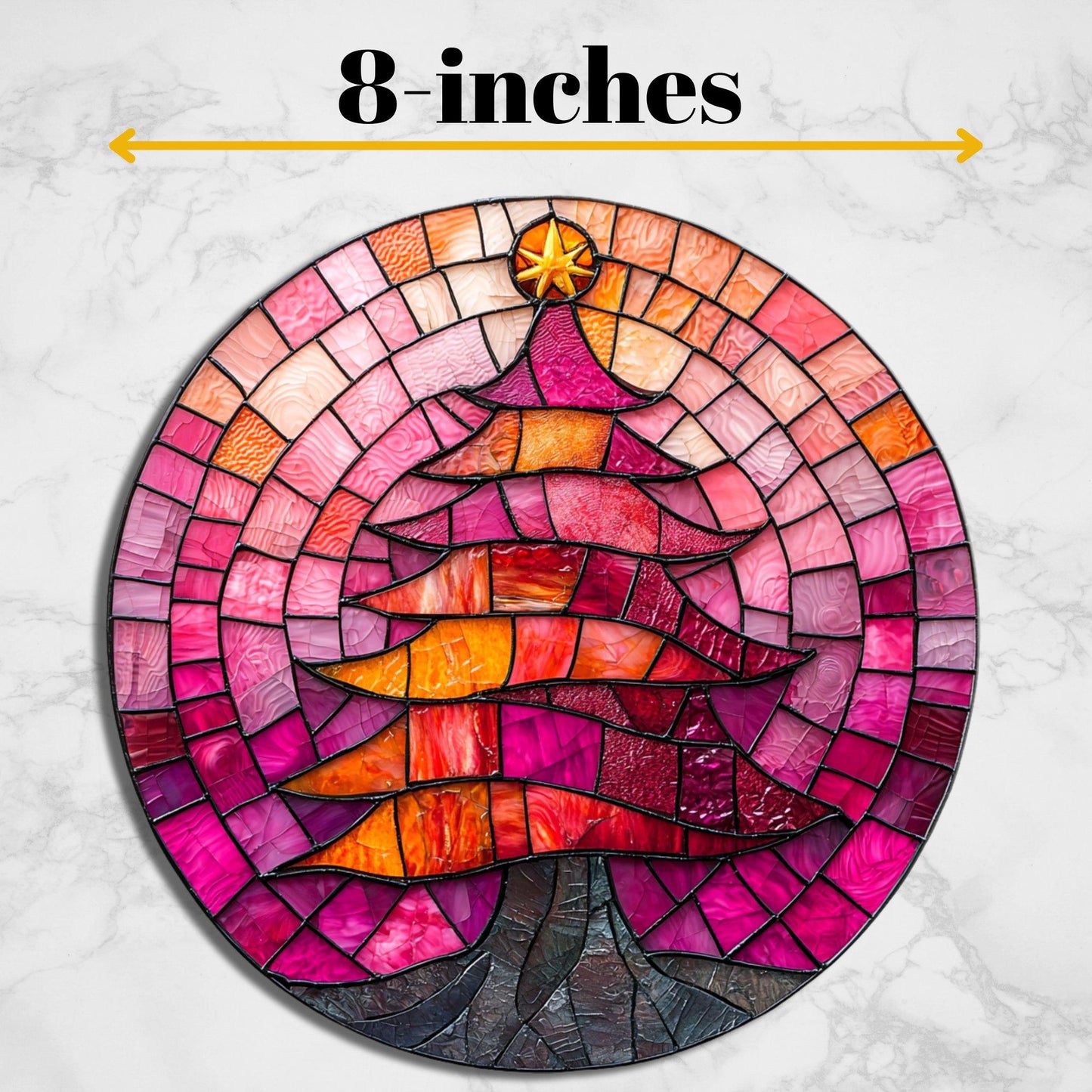 Pink Orange Christmas Tree Glass Cutting Board Trivet Hot Plate Charcuterie Board Gift for Her Mom Christmas Housewarming