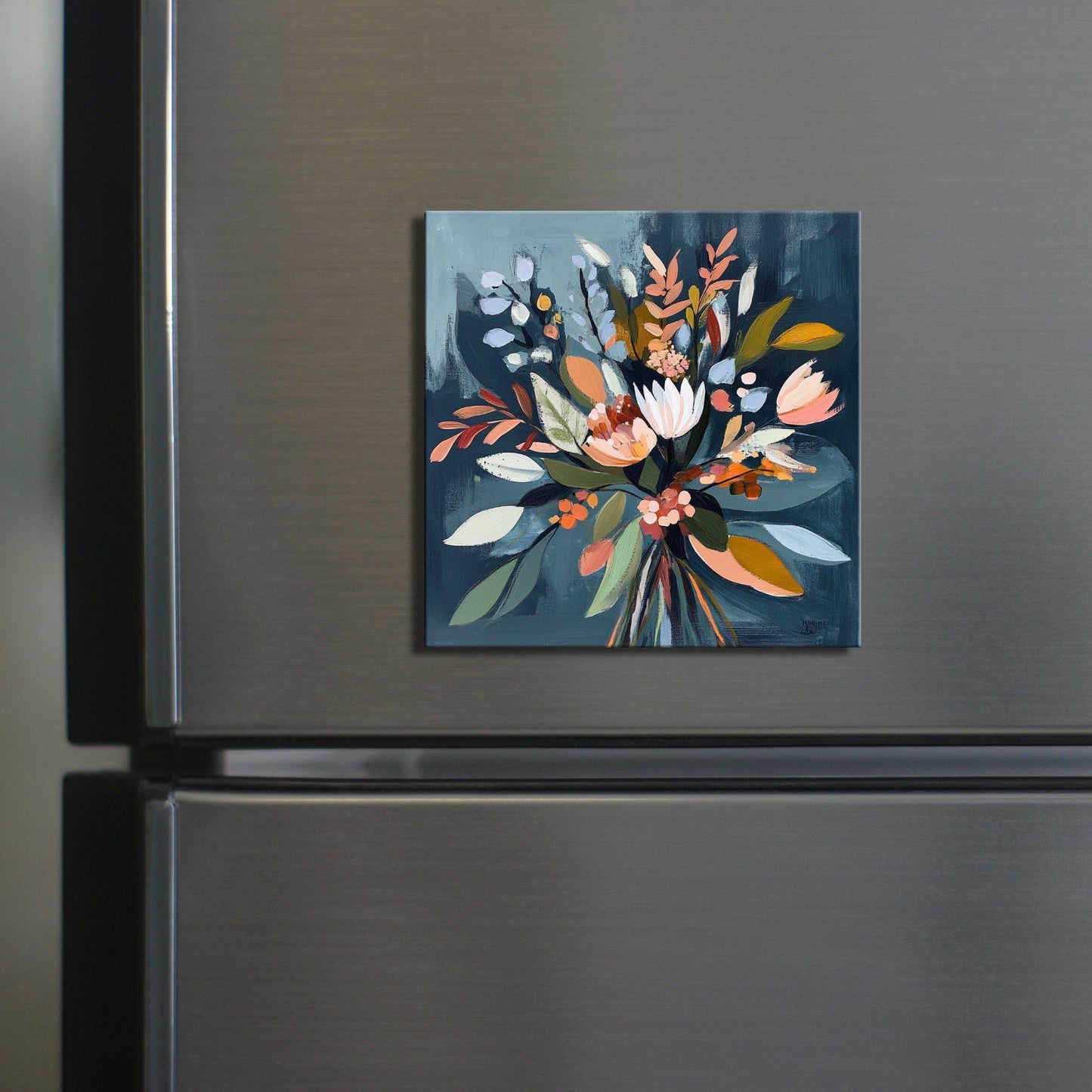 Scandinavian Bouquet Fridge Magnet 2-inch Strong Refrigerator Magnet Kitchen Decor Dopamine Ceramic Tile Art Gift for Her fridgescaping