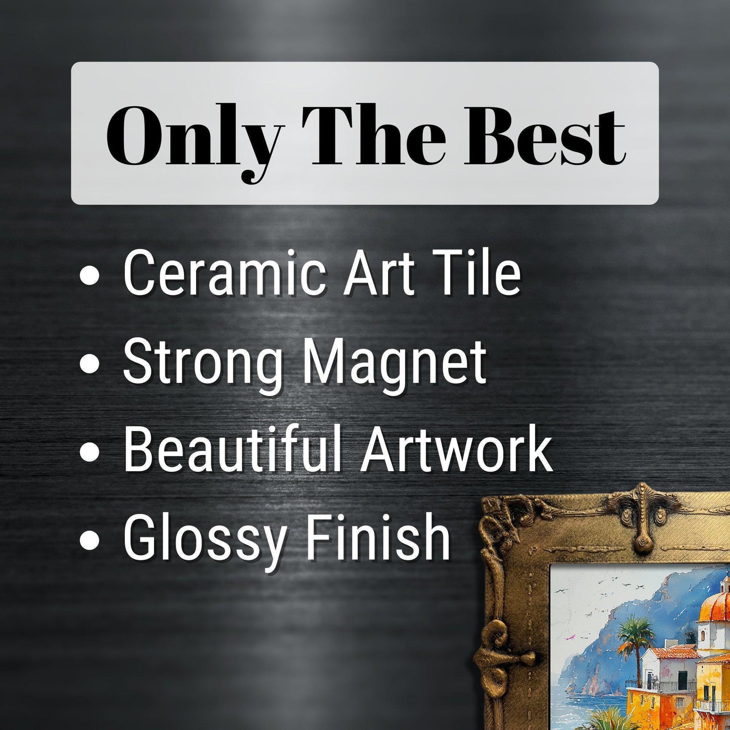 Positano Italy Gold Framed Refrigerator Magnet, Mini Art, Grand Millennial Style, Artful Kitchen Decor, Gift for Her fridgescaping