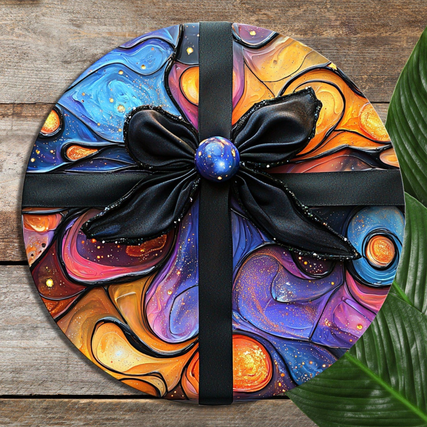 Tied Up in A Festive Bow Glass Cutting Board 8-inch Round Trivet Charcuterie Board Gift for Her Mom Kitchen Decor