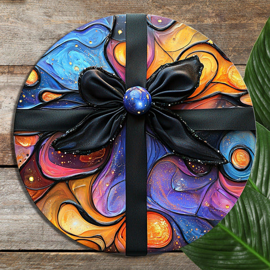 Tied Up in A Festive Bow Glass Cutting Board 8-inch Round Trivet Charcuterie Board Gift for Her Mom Kitchen Decor