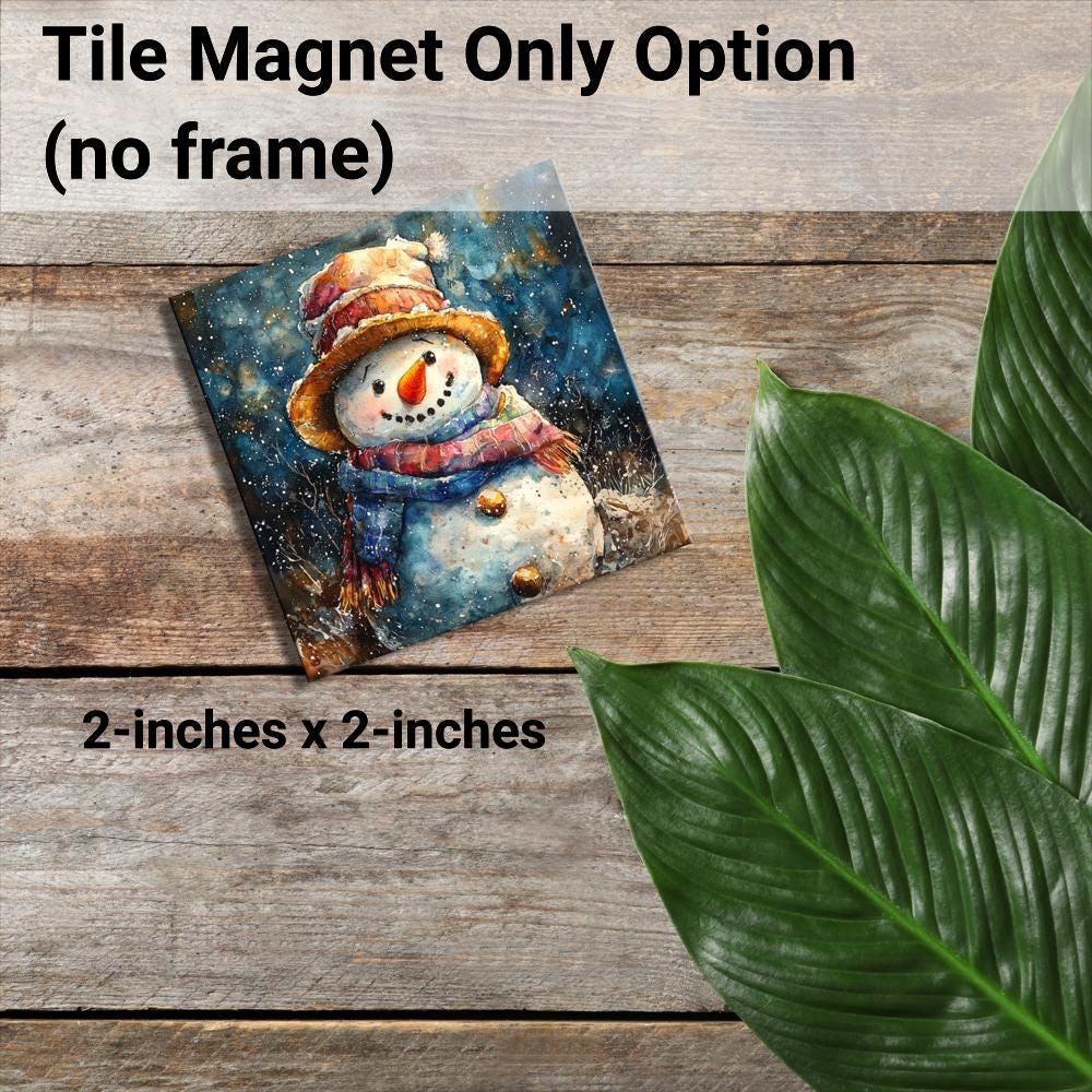 Vintage Snowman Tiny Art Fridge Magnet Gold Framed Fridgescaping Art Picture Gallery Tiny Art Gift for Her Wife Mom