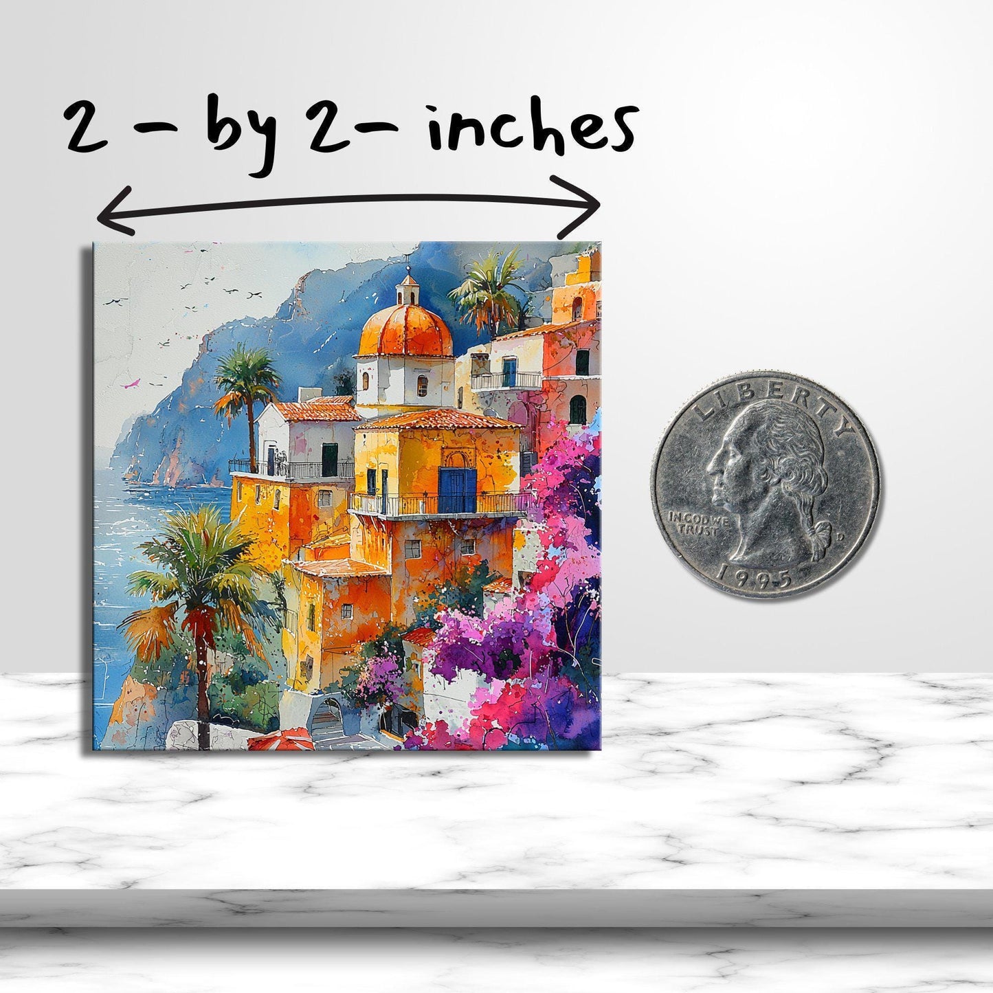 Positano Italy Gold Framed Refrigerator Magnet, Mini Art, Grand Millennial Style, Artful Kitchen Decor, Gift for Her fridgescaping