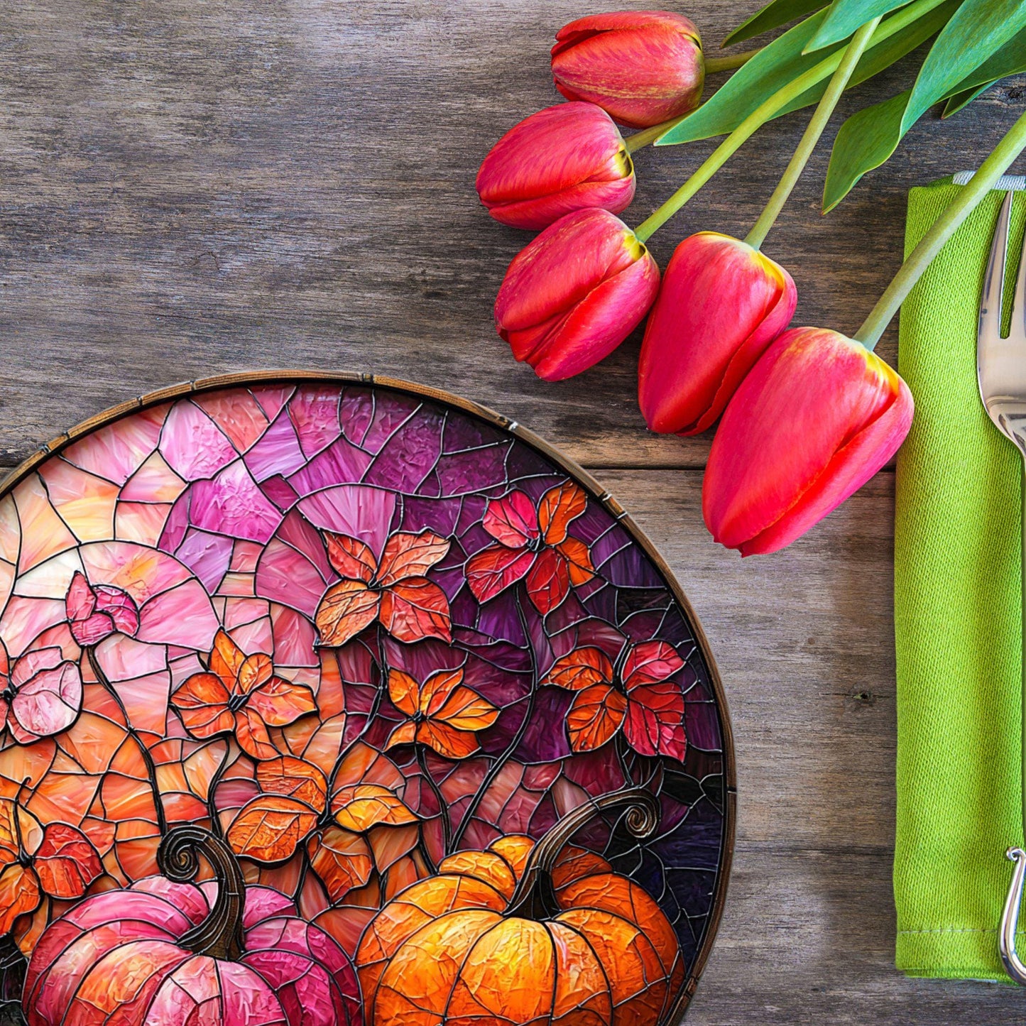 Pink Pumpkin Patch Glass Cutting Board Trivet Hot Plate Charcuterie Board Gift for Her Mom Christmas Housewarming