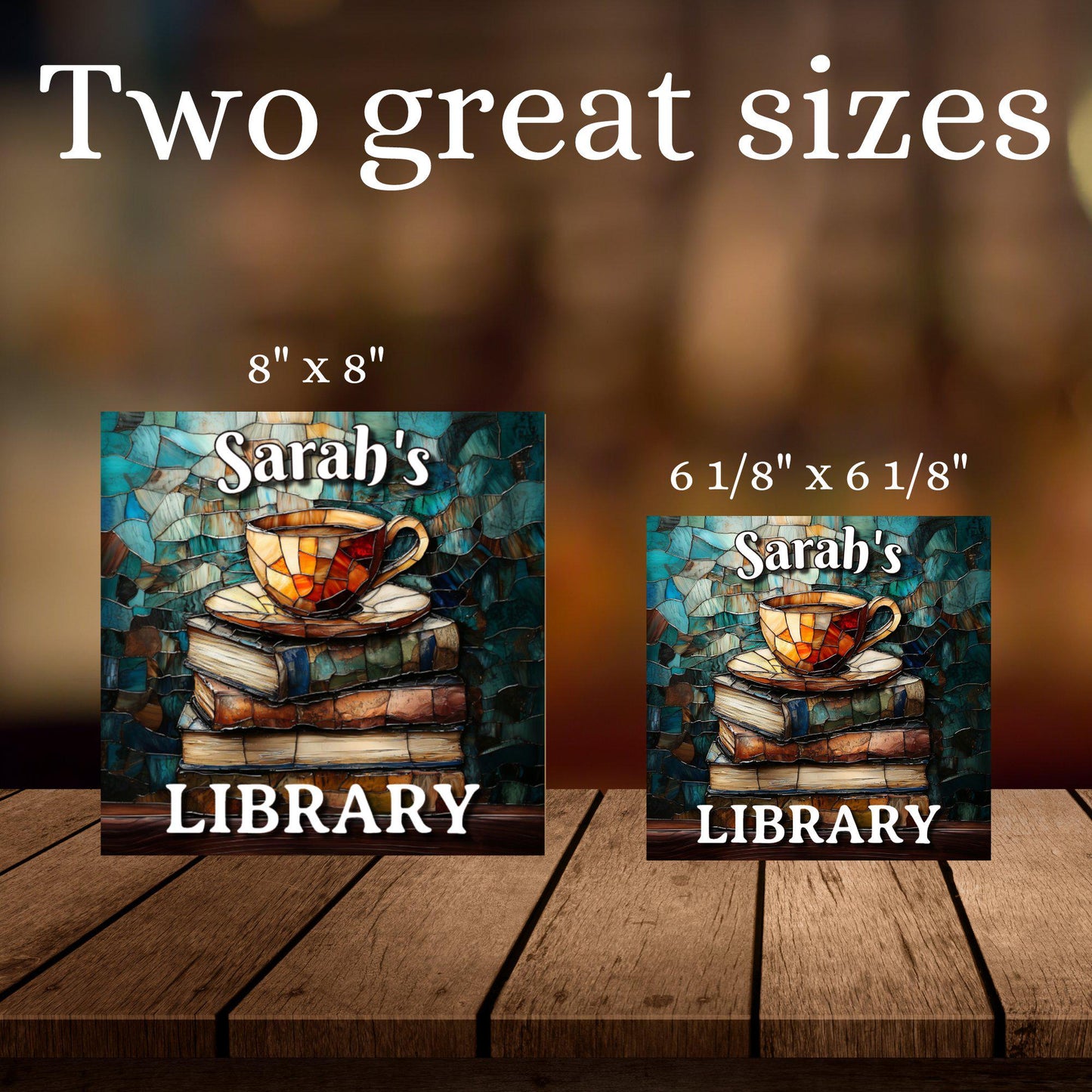 Coffee Personalized Library Sign Book Nook Coffee and Reading Gift for Book Lover Bookworm