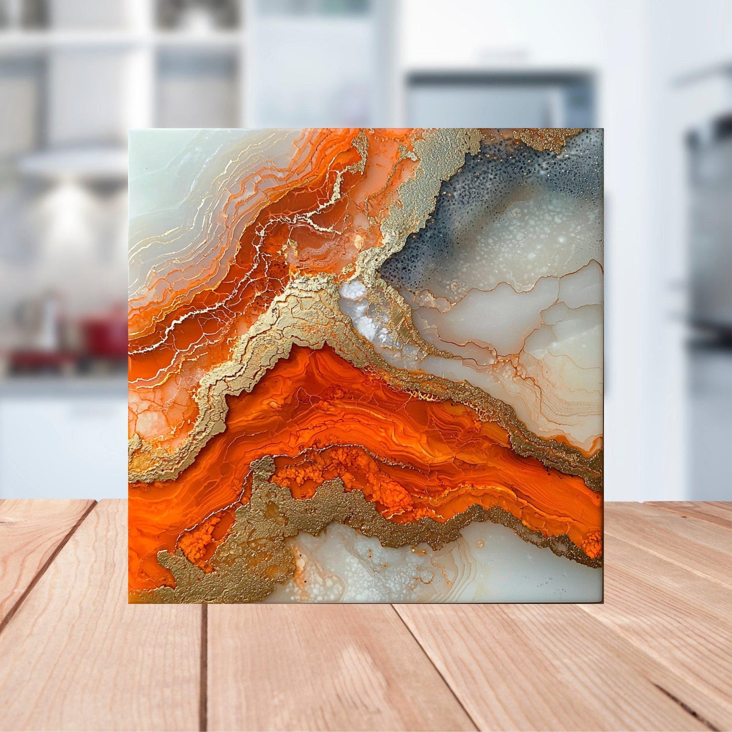 Burnt orange and cream Fridge Magnet 2-inch Strong Refrigerator Magnet Kitchen Decor Dopamine Ceramic Tile Art Gift for Her fridgescaping