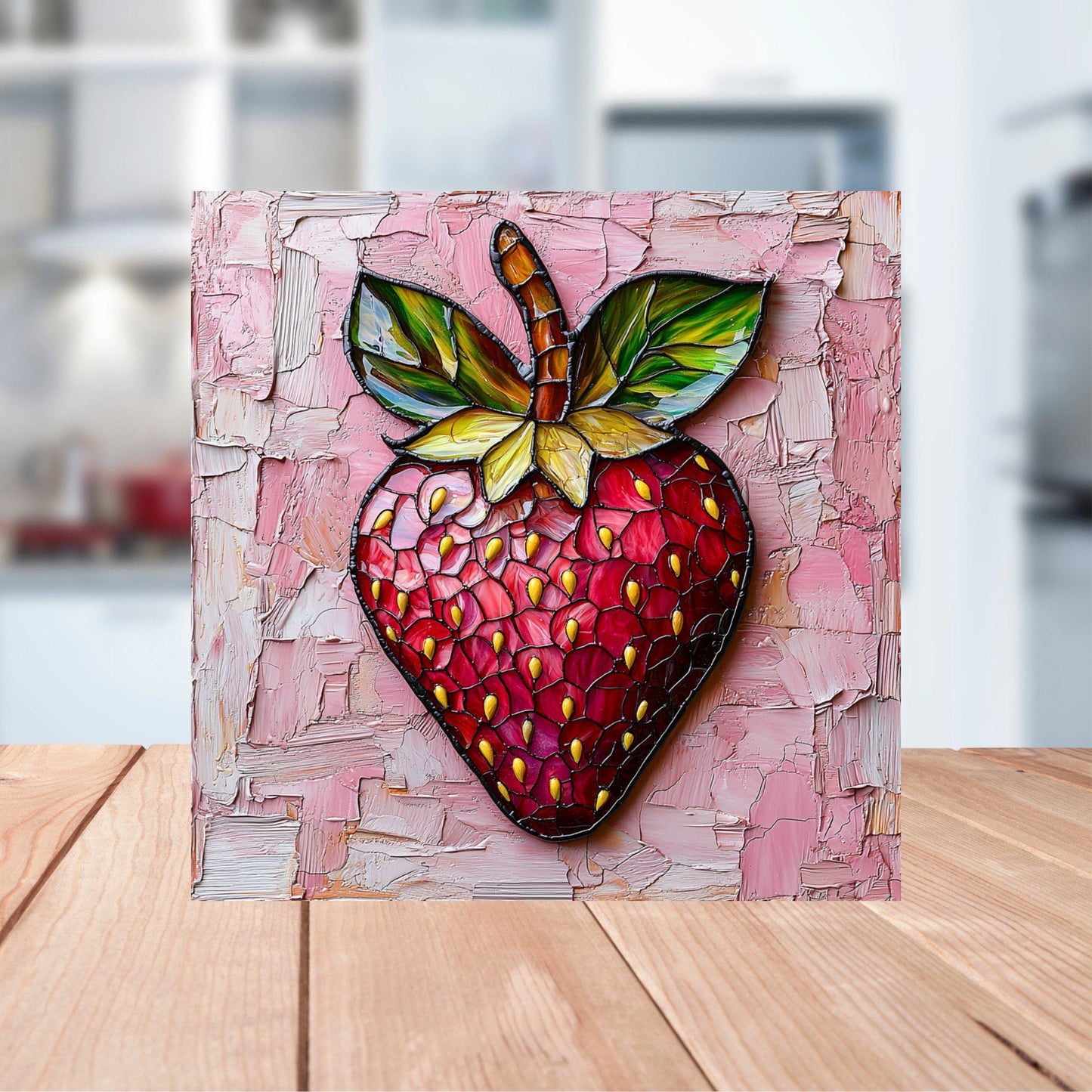 Pink Strawberry Fridge Magnet 2-inch Strong Refrigerator Magnet Kitchen Decor Dopamine Ceramic Tile Art Gift for Her fridgescaping