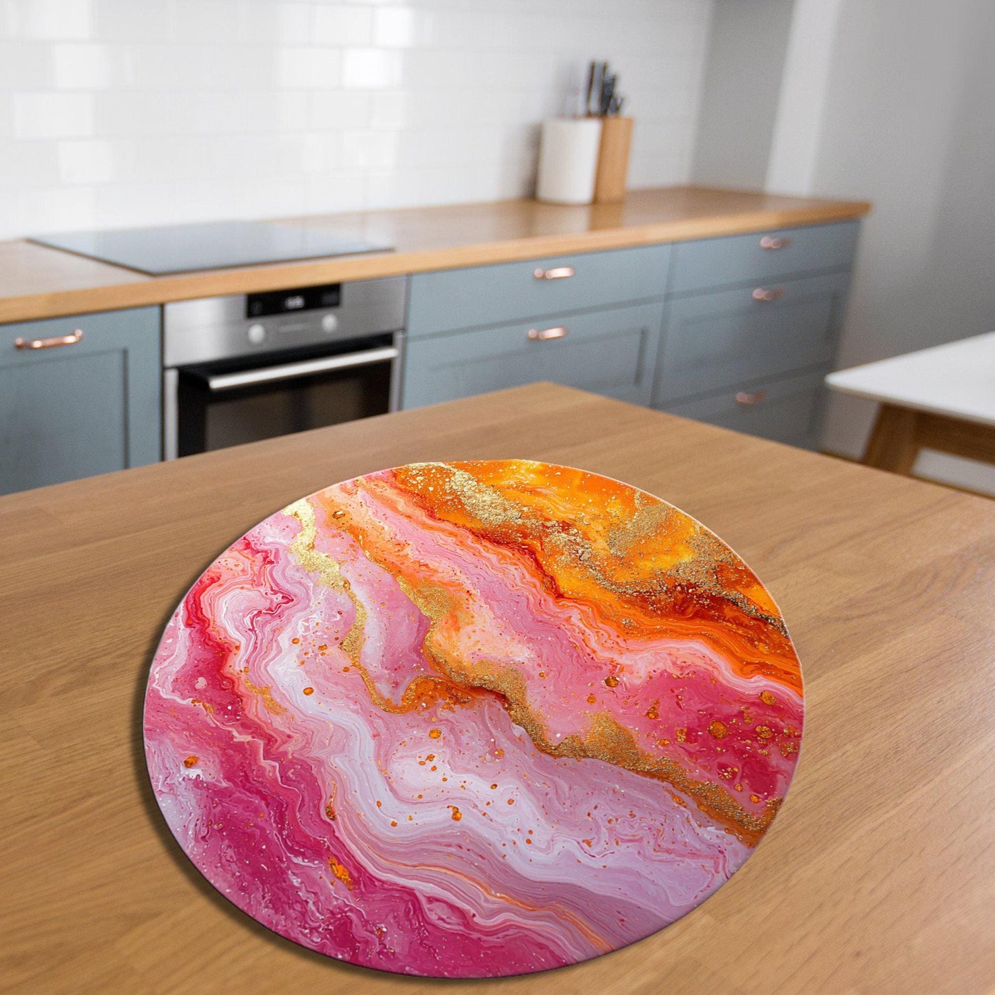 Pink Orange Marble Glass Cutting Board Trivet Hot Plate Charcuterie Board Gift for Her Mom Christmas Housewarming