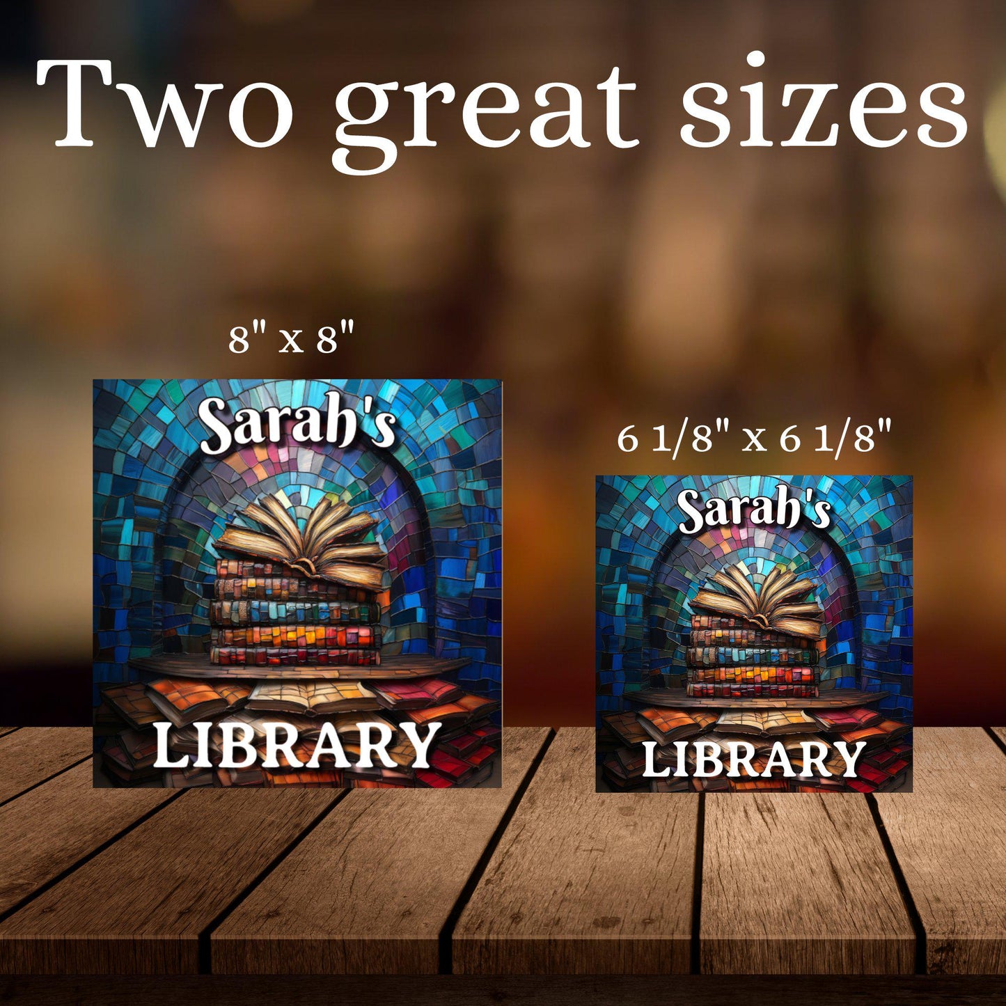 Stack of Books Personalized Library Sign Book Lover Bookworm Biblio Gift Book Nook Shelf Decor Booktoker-Gift for Bookish
