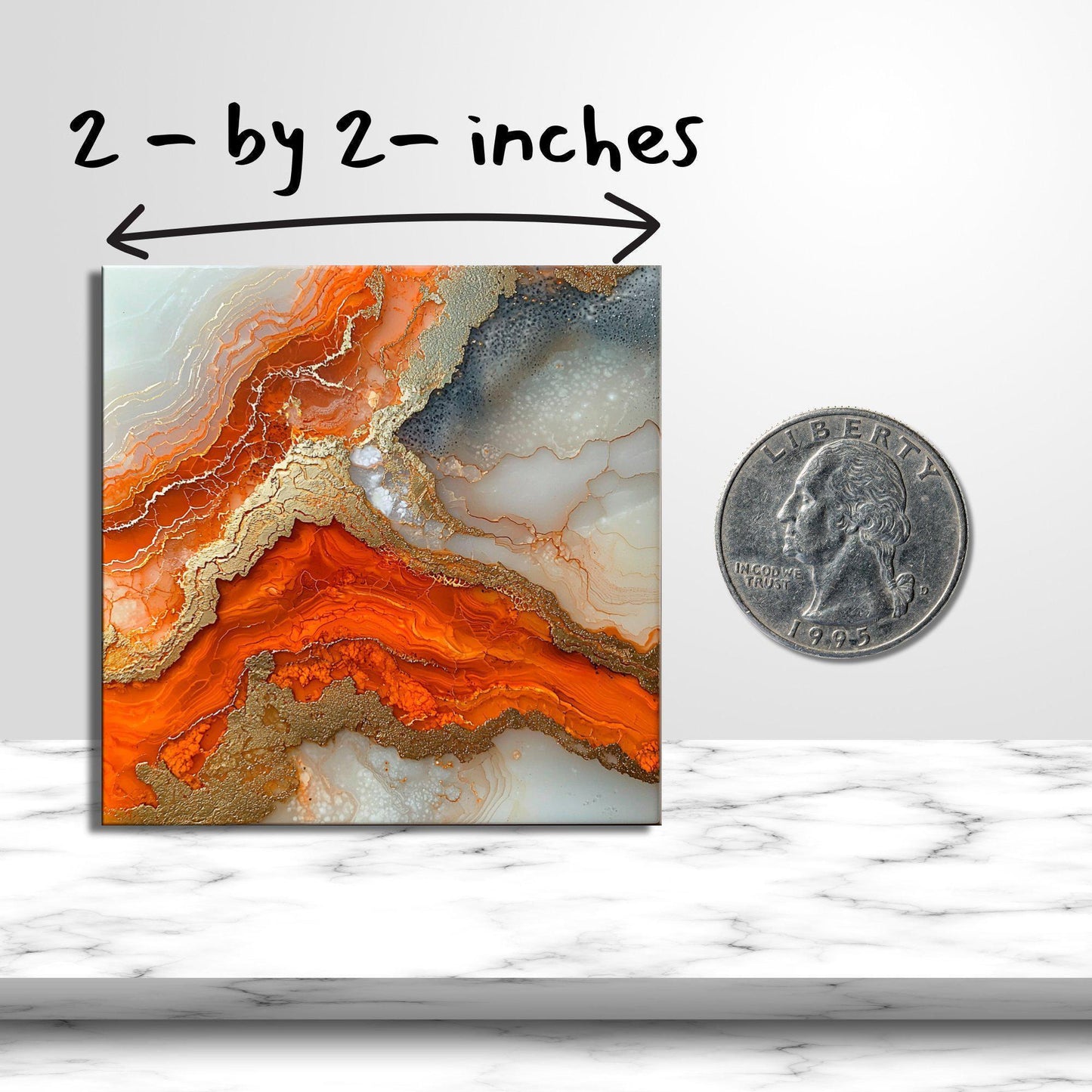 Burnt orange and cream Fridge Magnet 2-inch Strong Refrigerator Magnet Kitchen Decor Dopamine Ceramic Tile Art Gift for Her fridgescaping