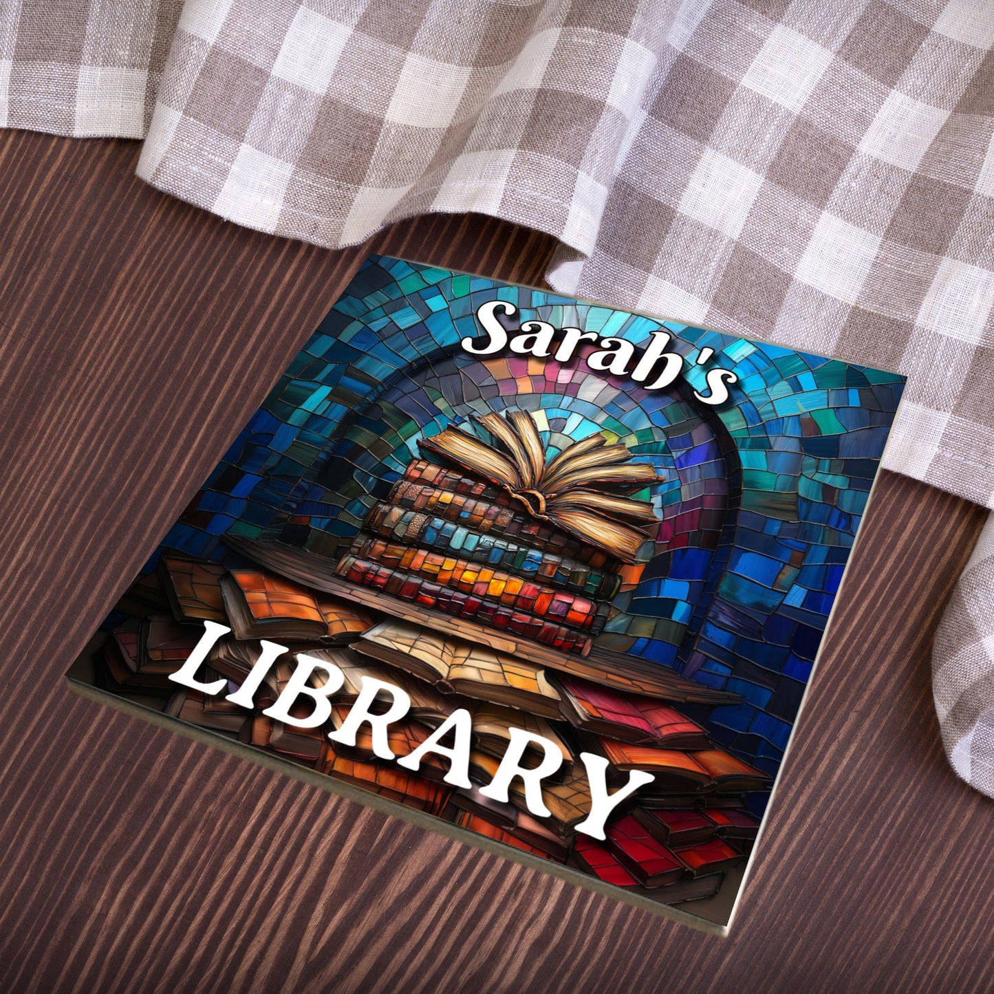 Stack of Books Personalized Library Sign Book Lover Bookworm Biblio Gift Book Nook Shelf Decor Booktoker-Gift for Bookish