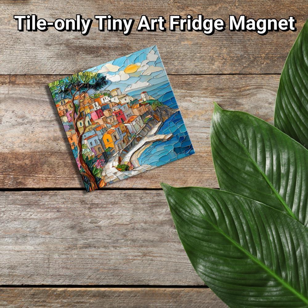 Positano Italy Gold Framed Refrigerator Magnet, Mini Art, Grand Millennial Style, Artful Kitchen Decor, Gift for Her fridgescaping