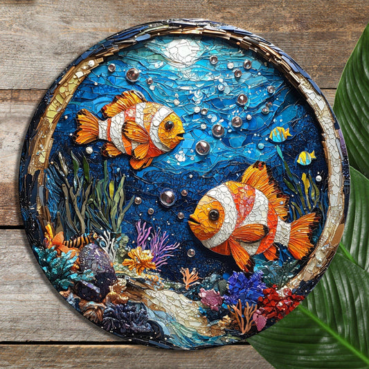 Under The Sea Glass Cutting Board 8-inch Round Trivet Charcuterie Board Gift for Her Mom Kitchen Decor