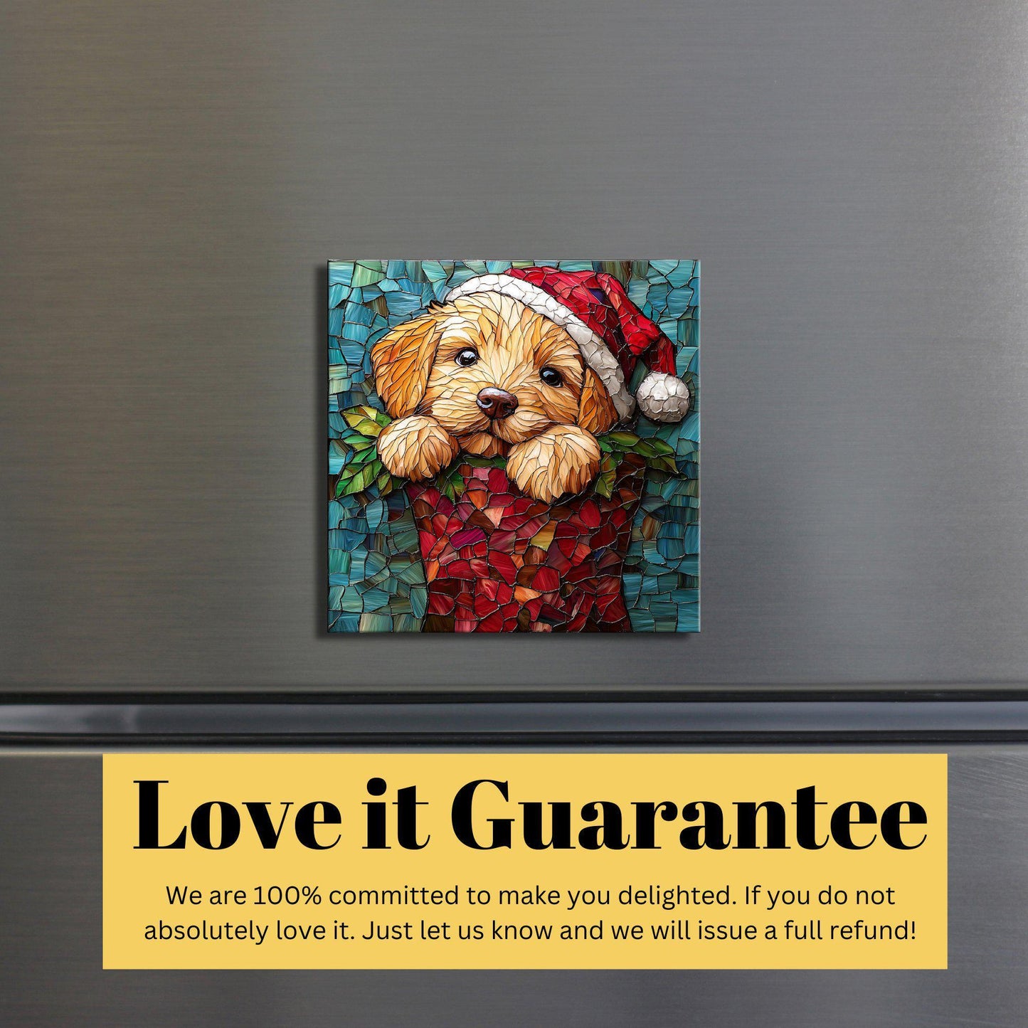 Golden Retriever Puppy Stocking Stuffer Fridge Magnet 2-inch Strong Refrigerator Magnet Kitchen Decor Dopamine Ceramic Tile Art