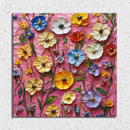 Pressed Flowers on Pink Fridge Magnet 2-inch Strong Refrigerator Magnet Kitchen Decor Dopamine Ceramic Tile Art Gift for Her fridgescaping