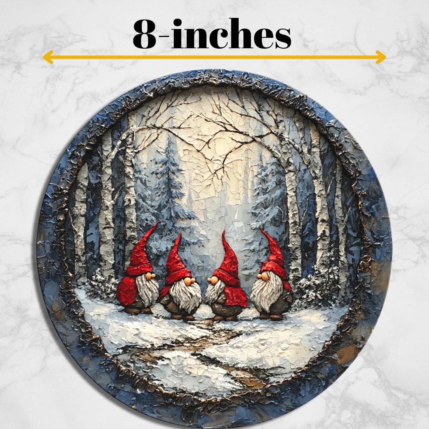 Gnome Secret Santa Meeting Glass Cutting Board 8-inch Round Trivet Charcuterie Board Gift for Her Mom Kitchen Decor