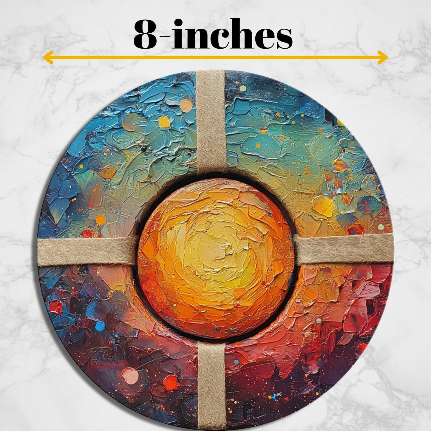 Galactic Wrap Package Glass Cutting Board 8-inch Round Trivet Charcuterie Board Gift for Her Mom Kitchen Decor