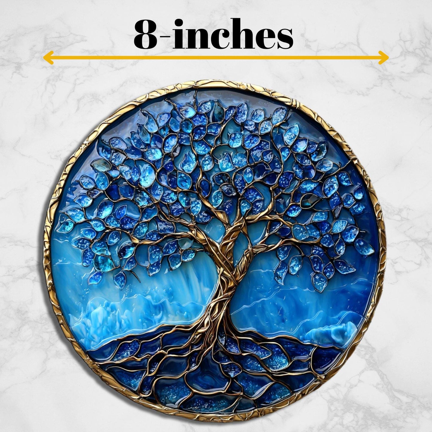 Tree of Life Blue Resin Glass Cutting Board Trivet Hot Plate Charcuterie Board Gift for Her Mom Christmas Housewarming