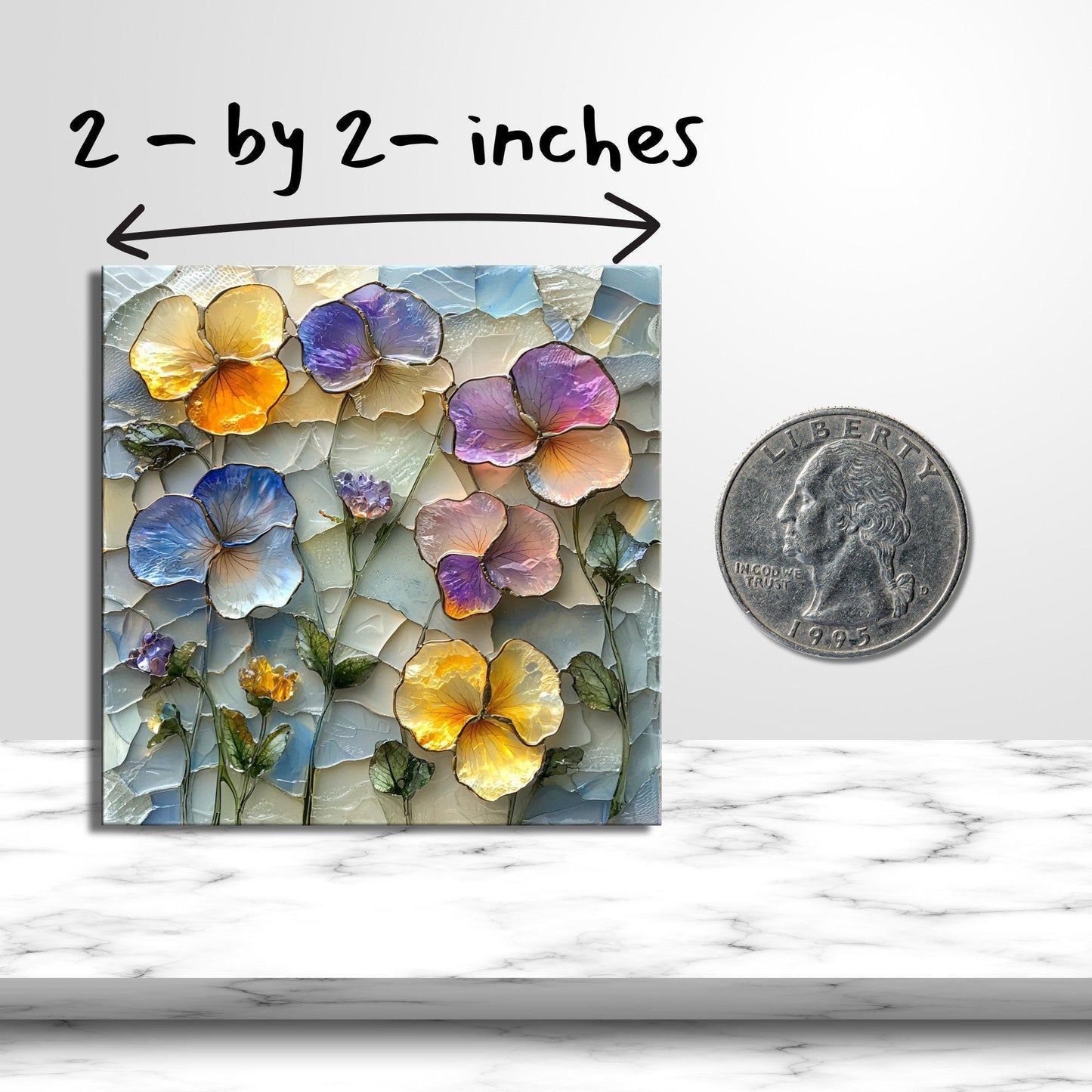 Pressed Flowers in Resin Look Fridge Magnet 2-inch Strong Refrigerator Magnet Kitchen Decor Dopamine Ceramic Tile Art Gift for Her