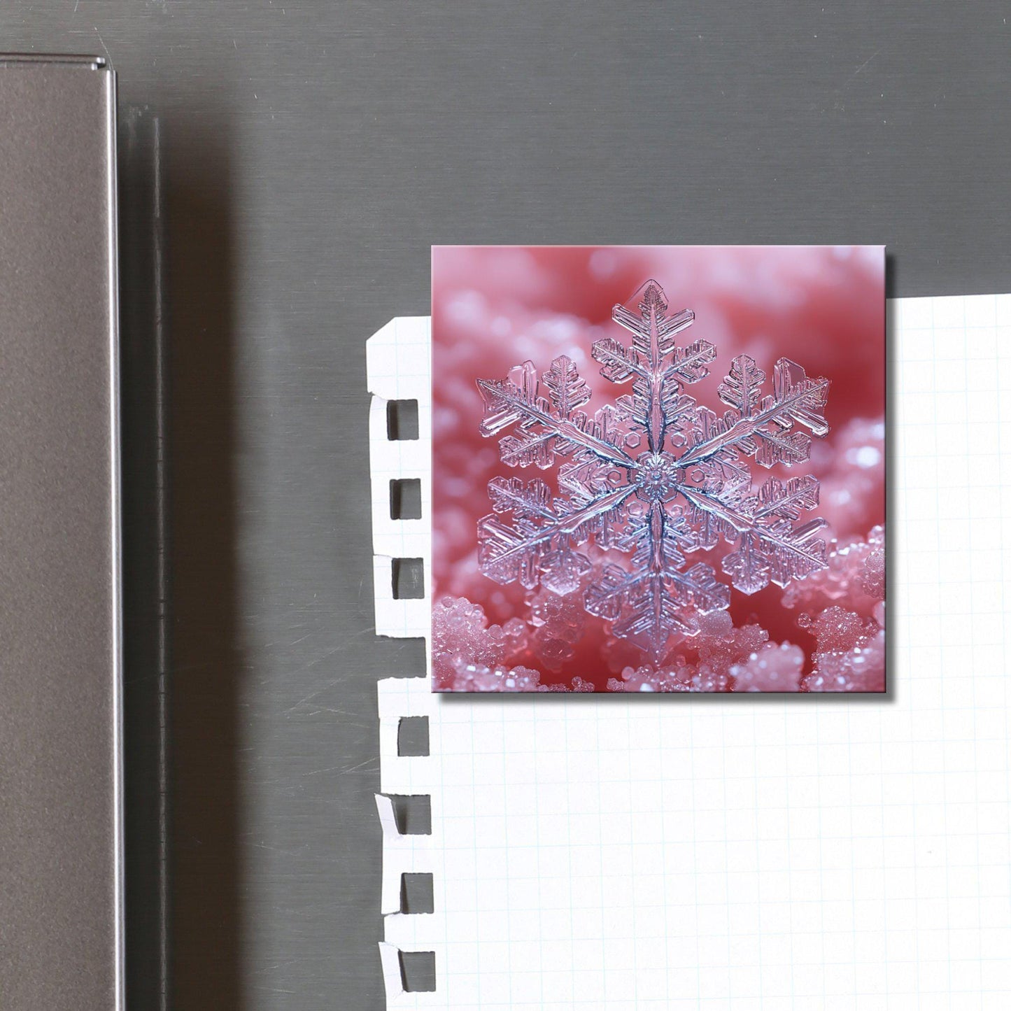 Pink Snowflake Fridge Magnet 2-inch Strong Refrigerator Magnet Kitchen Decor Dopamine Ceramic Tile Art Gift for Her fridgescaping