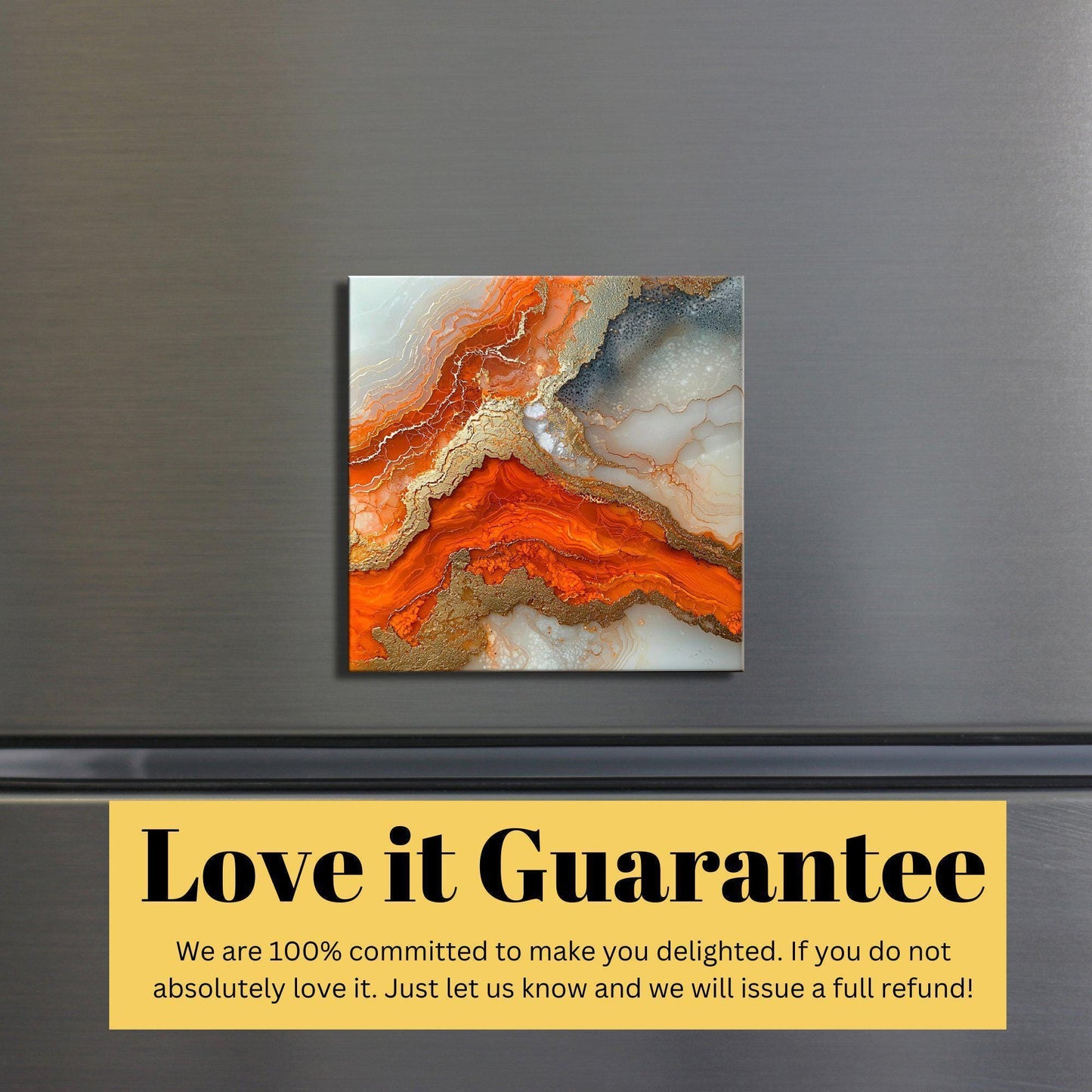 Burnt orange and cream Fridge Magnet 2-inch Strong Refrigerator Magnet Kitchen Decor Dopamine Ceramic Tile Art Gift for Her fridgescaping