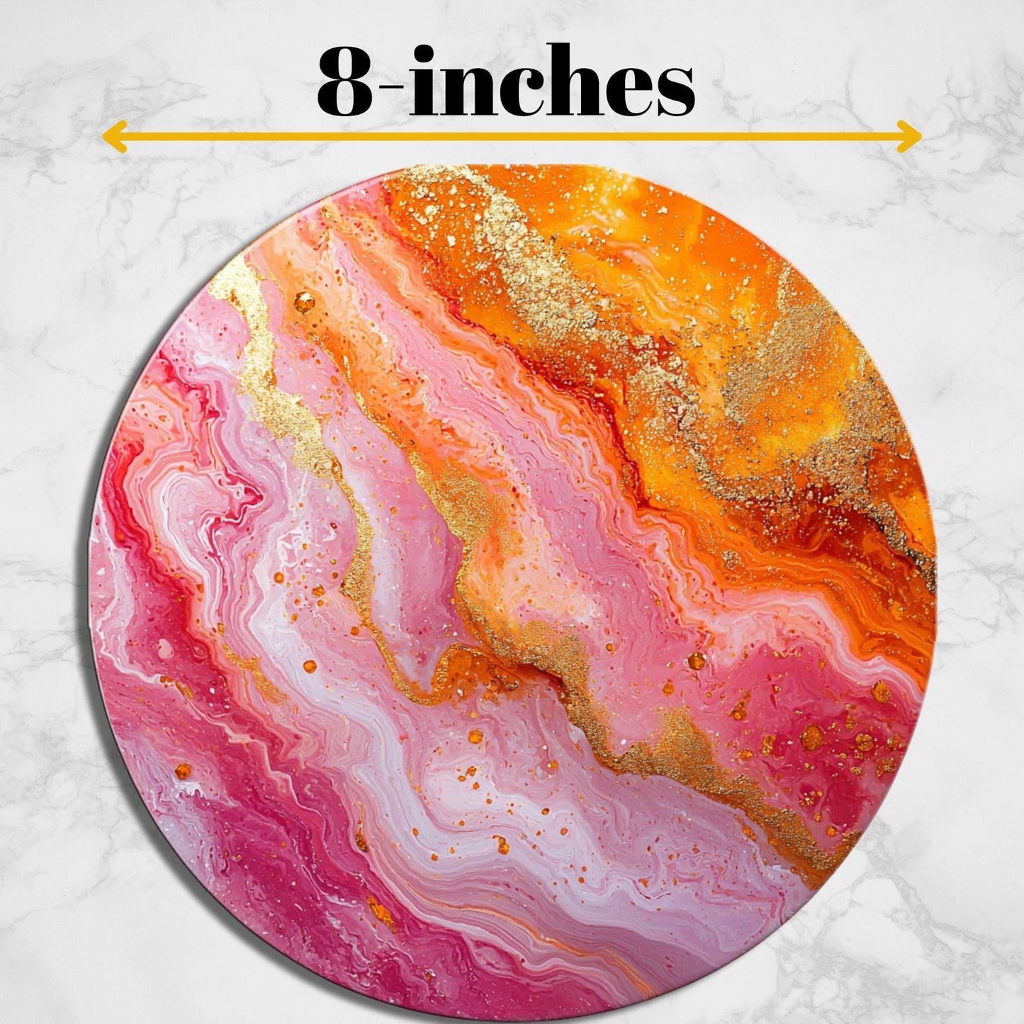 Pink Orange Marble Glass Cutting Board Trivet Hot Plate Charcuterie Board Gift for Her Mom Christmas Housewarming