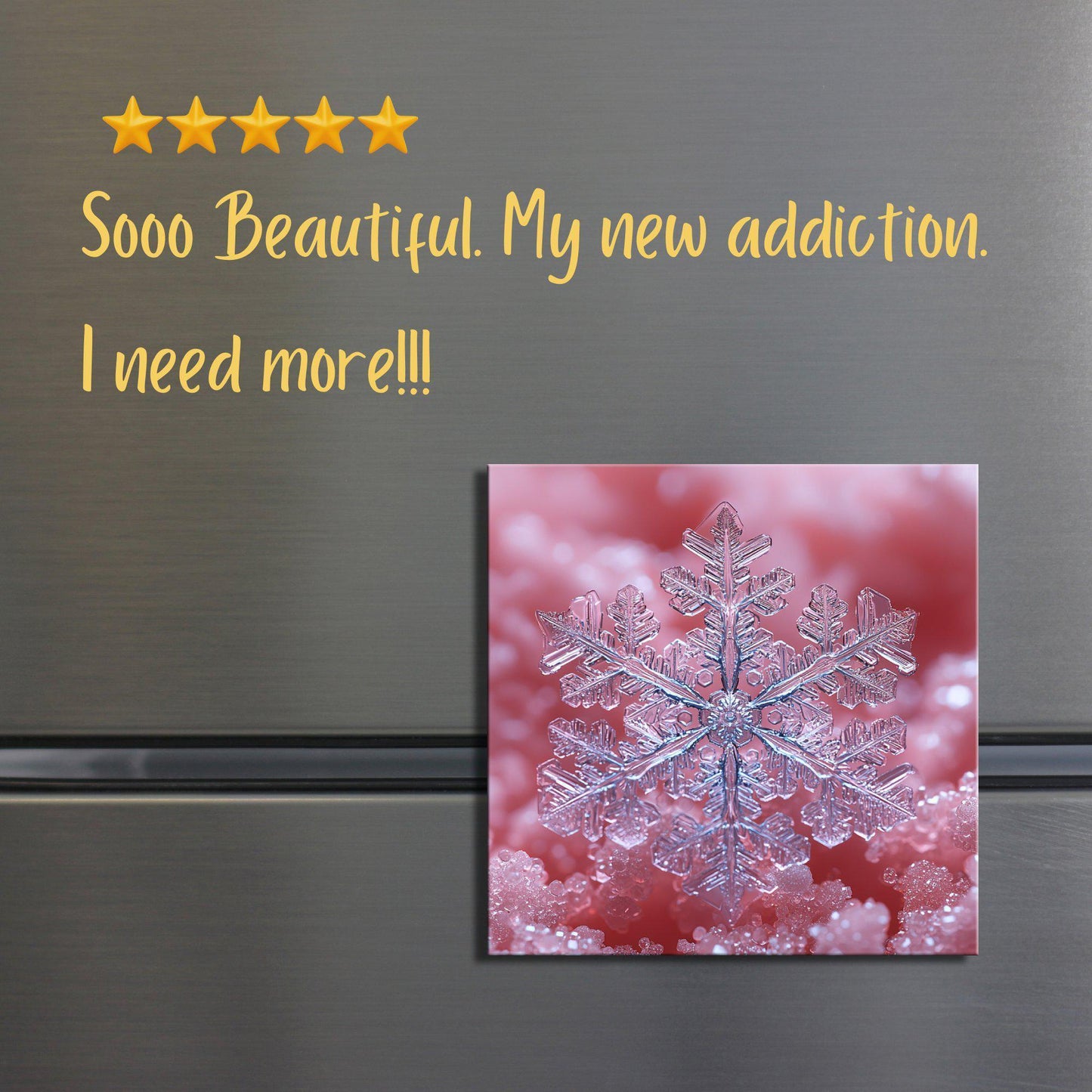 Pink Snowflake Fridge Magnet 2-inch Strong Refrigerator Magnet Kitchen Decor Dopamine Ceramic Tile Art Gift for Her fridgescaping