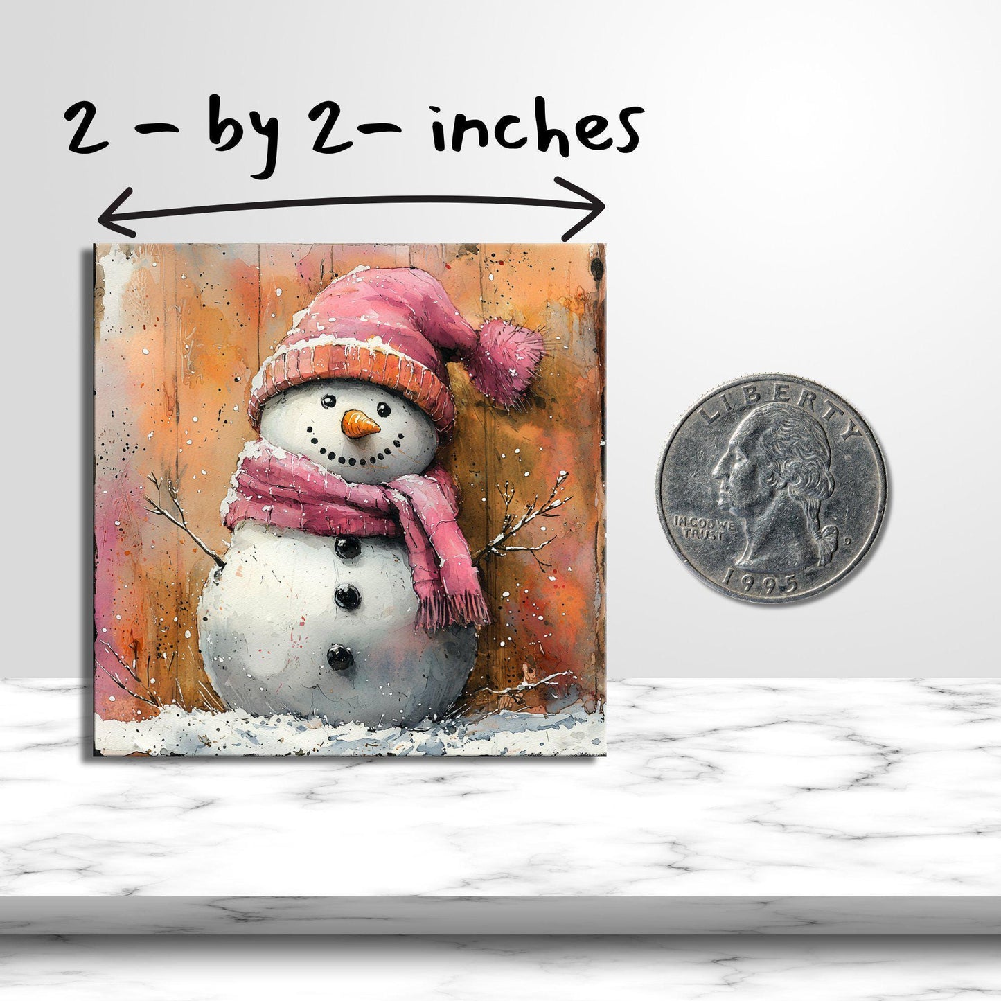 Pink Snow Man Gold Framed Refrigerator Magnet, Mini Art, Grand Millennial Style, Artful Kitchen Decor, Gift for Her fridgescaping