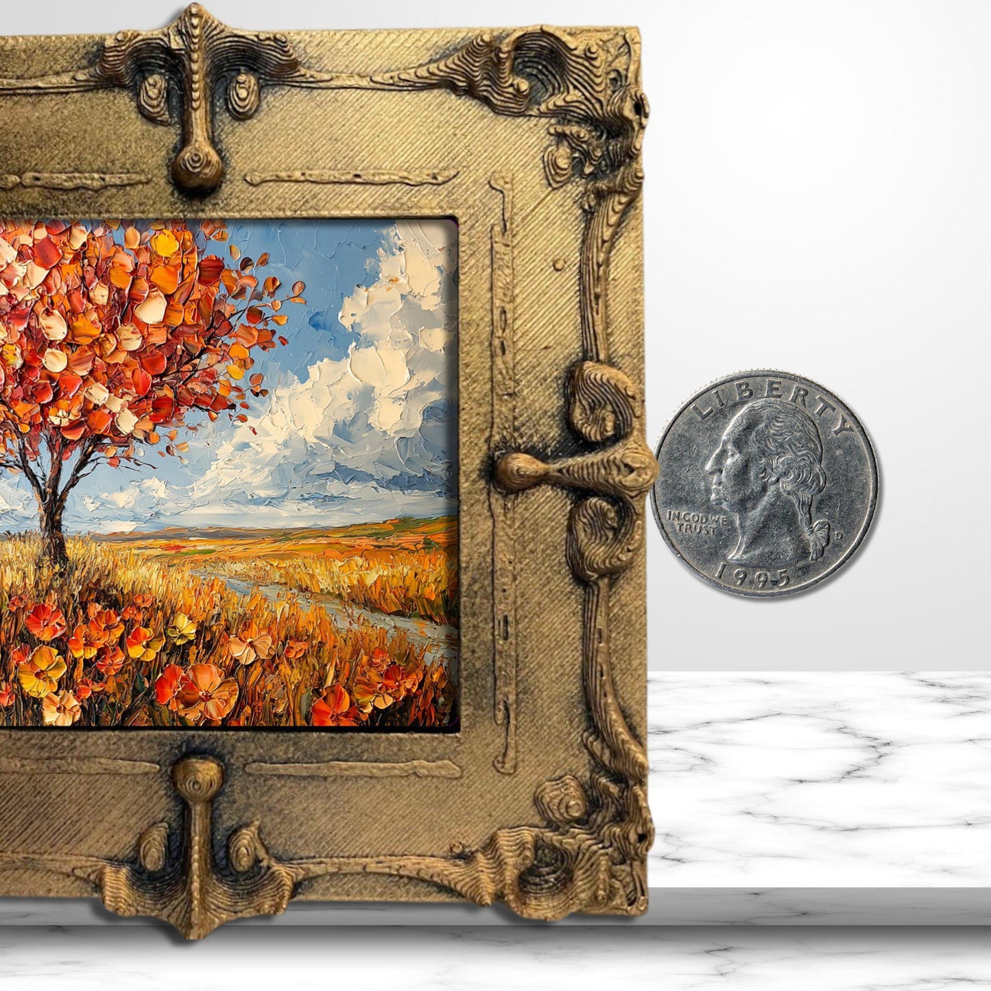 Fall Prairie Gold Framed Refrigerator Magnet, Mini Art, Grand Millennial Style, Artful Kitchen Decor, Gift for Her fridgescaping