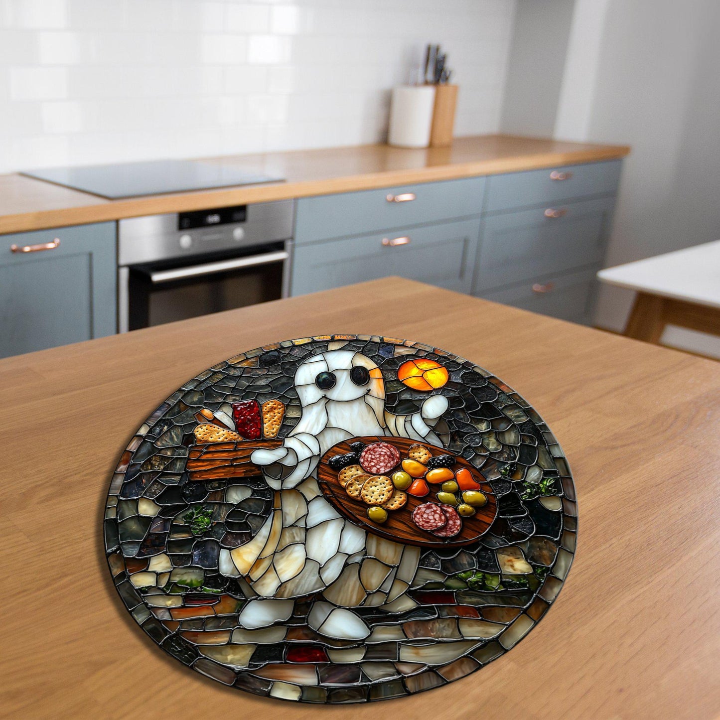 Ghost charcuterie Glass Cutting Board Trivet Hot Plate Charcuterie Board Gift for Her Mom Christmas Housewarming