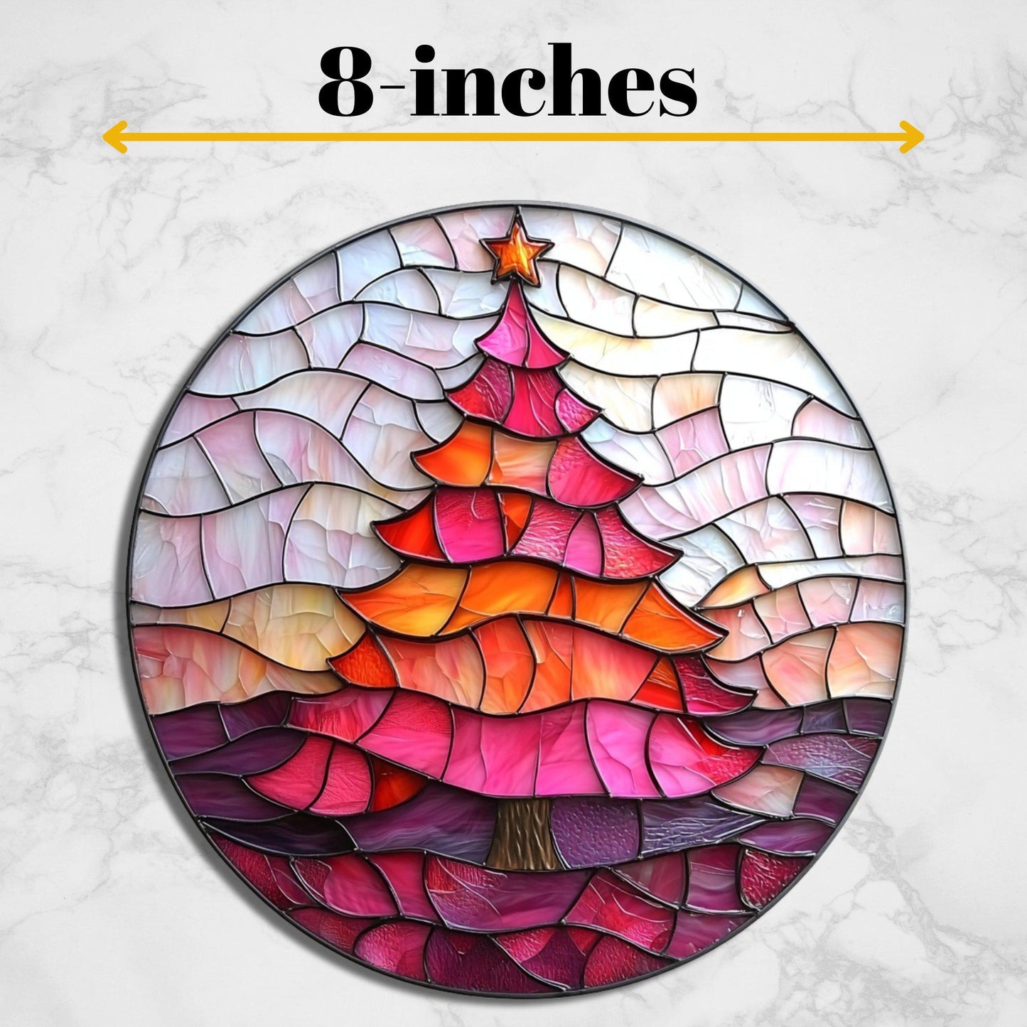 Pink Orange Christmas Tree Glass Cutting Board Trivet Hot Plate Charcuterie Board Gift for Her Mom Christmas Housewarming