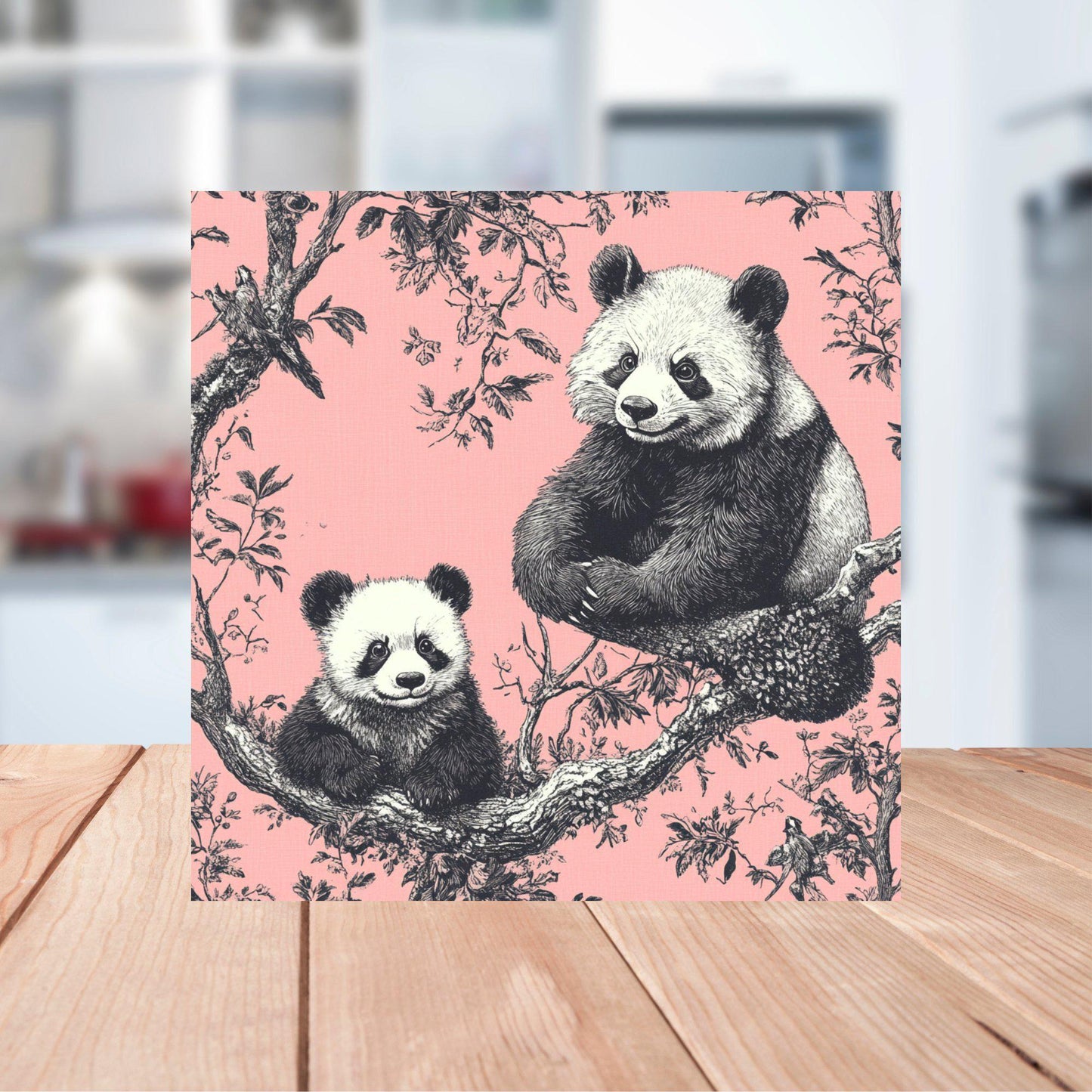 Pink Toile Pandas Fridge Magnet 2-inch Strong Refrigerator Magnet Kitchen Decor Dopamine Ceramic Tile Art Gift for Her fridgescaping